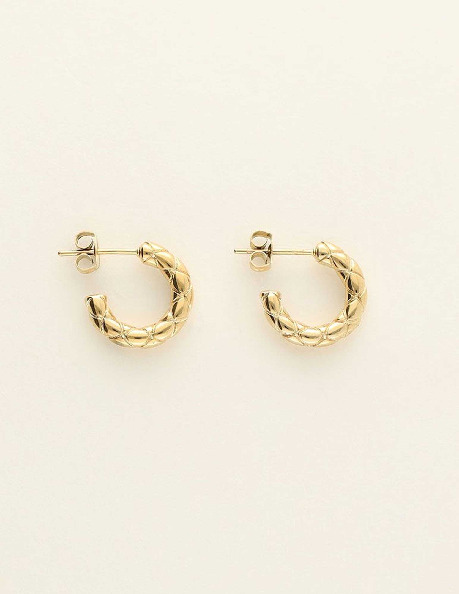 My Jewellery Oorringen met ruitjes MJ09202 Goud