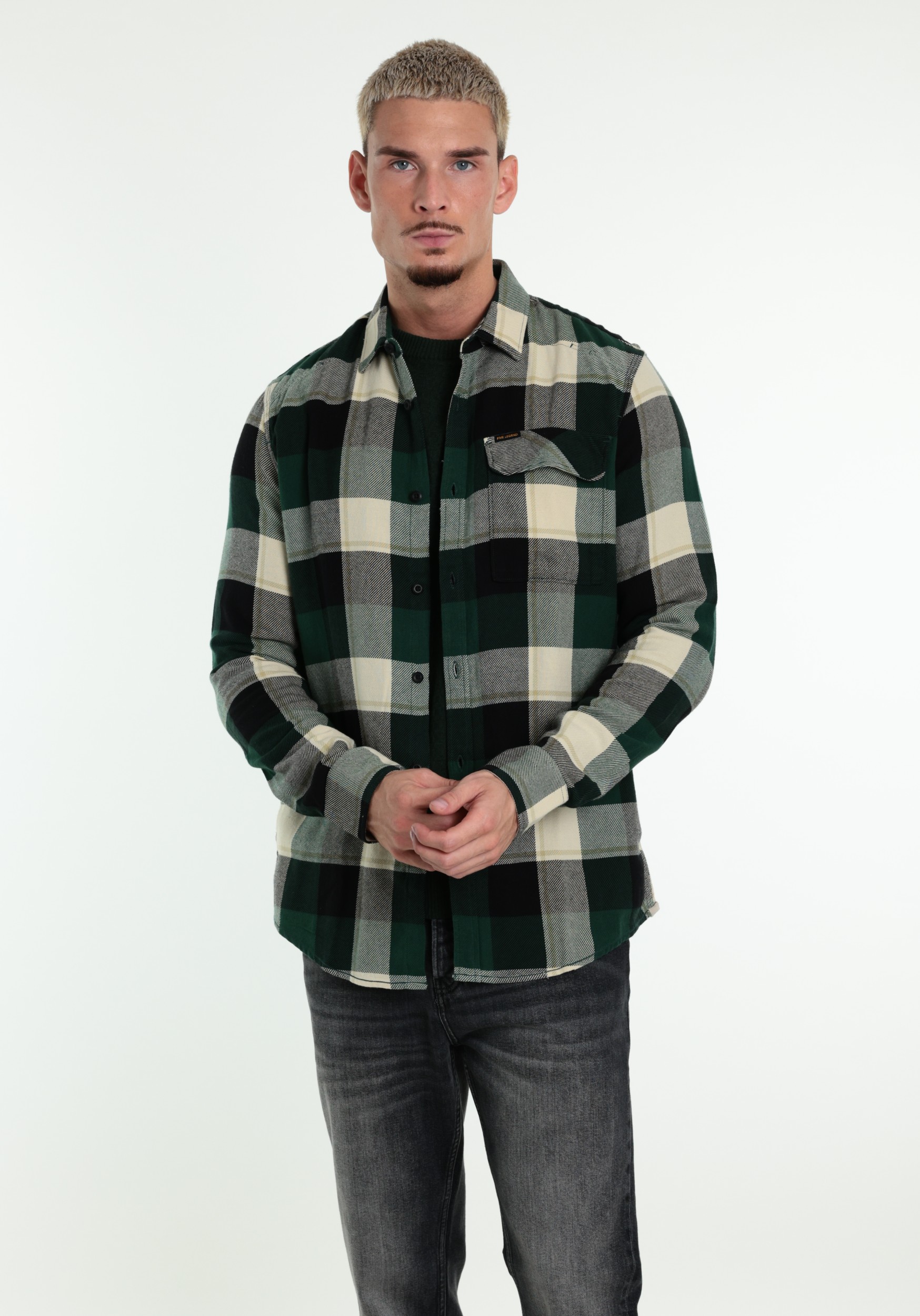 PME Legend Overhemd geruit PSI2409222 Groen