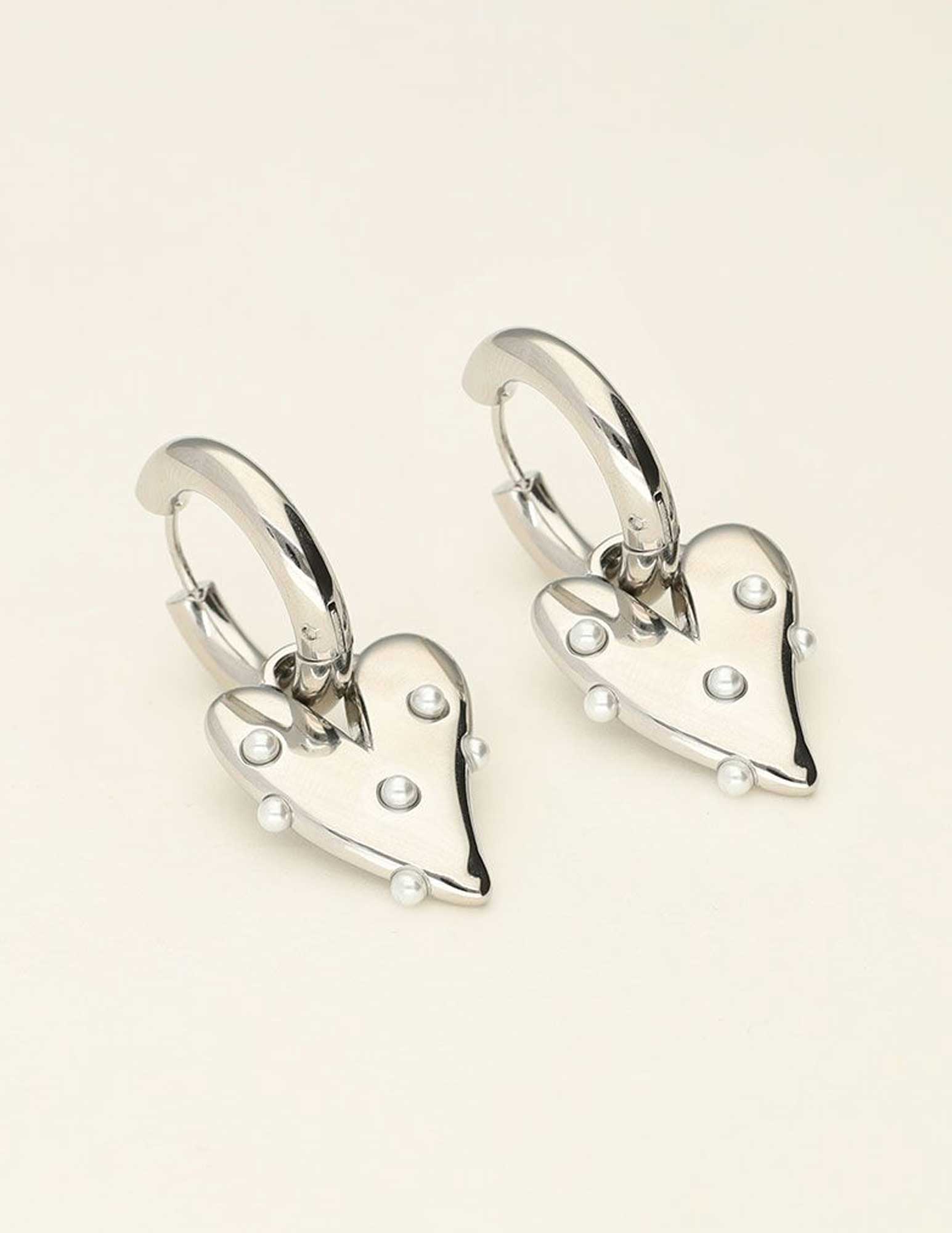 My Jewellery Oorringen met hart en parels MJ09316 Zilver