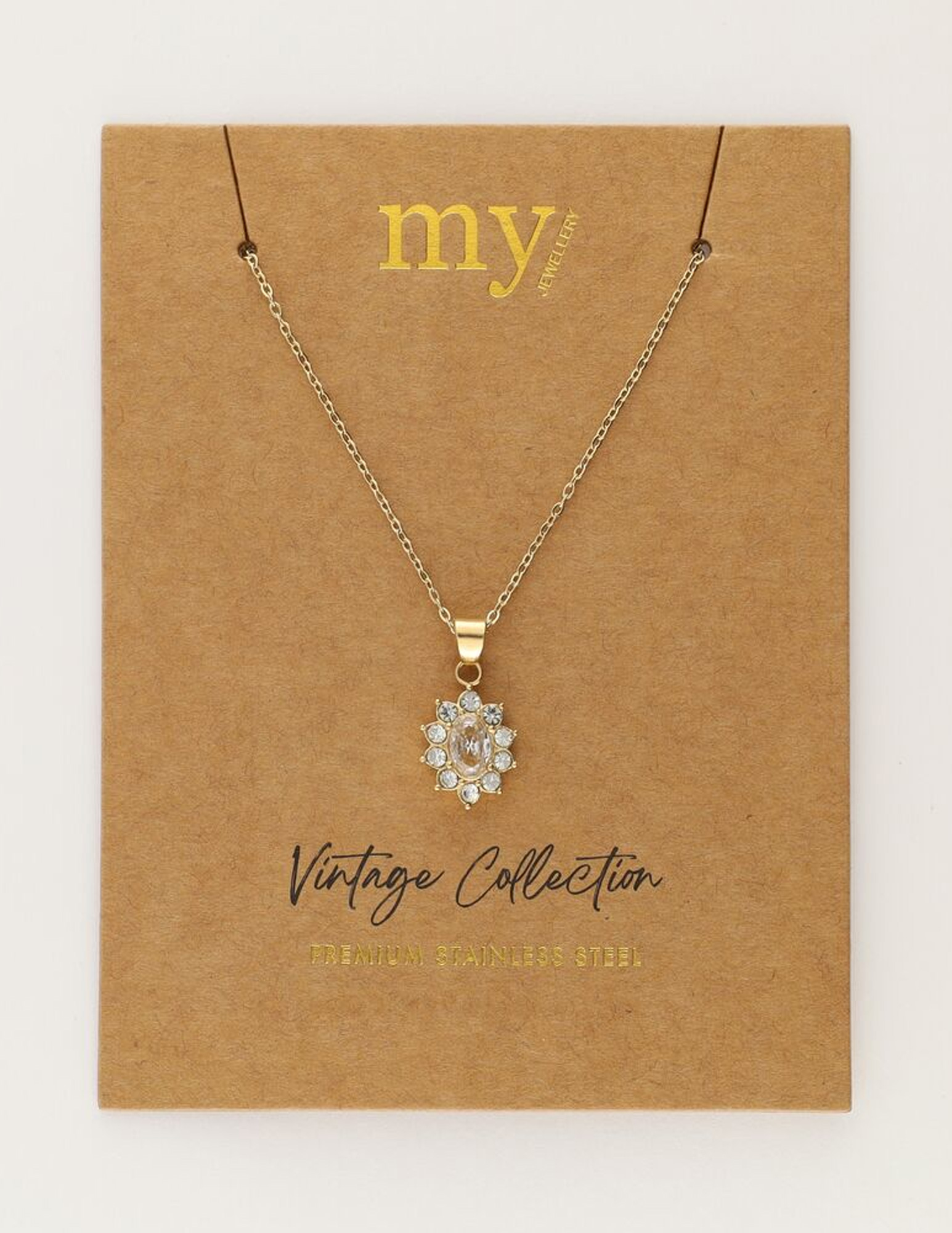 My Jewellery Vintage ketting met transparante strass MJ11482 Goud