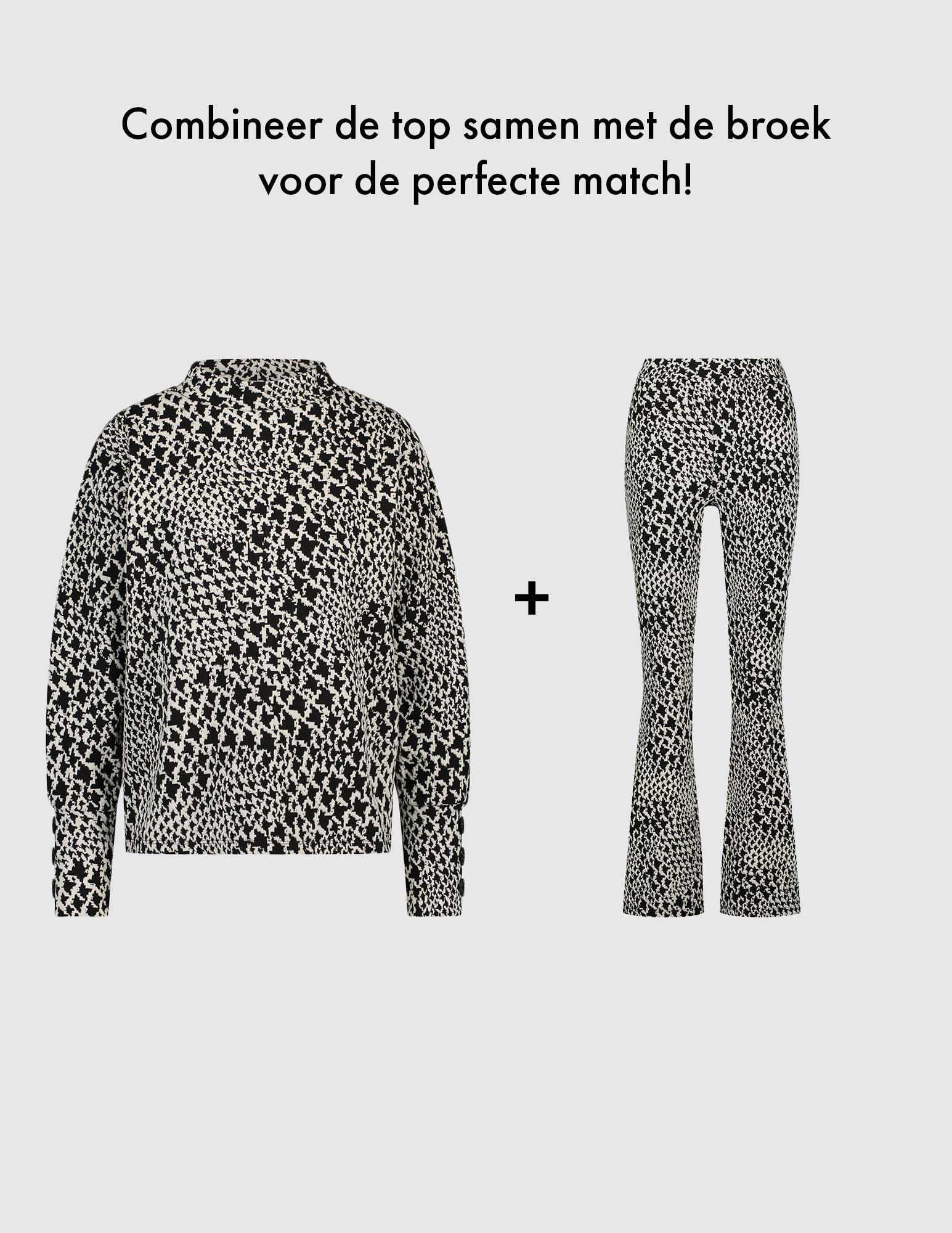Tramontana Flared broek Jacquard T03-10-101 Zwart/Wit