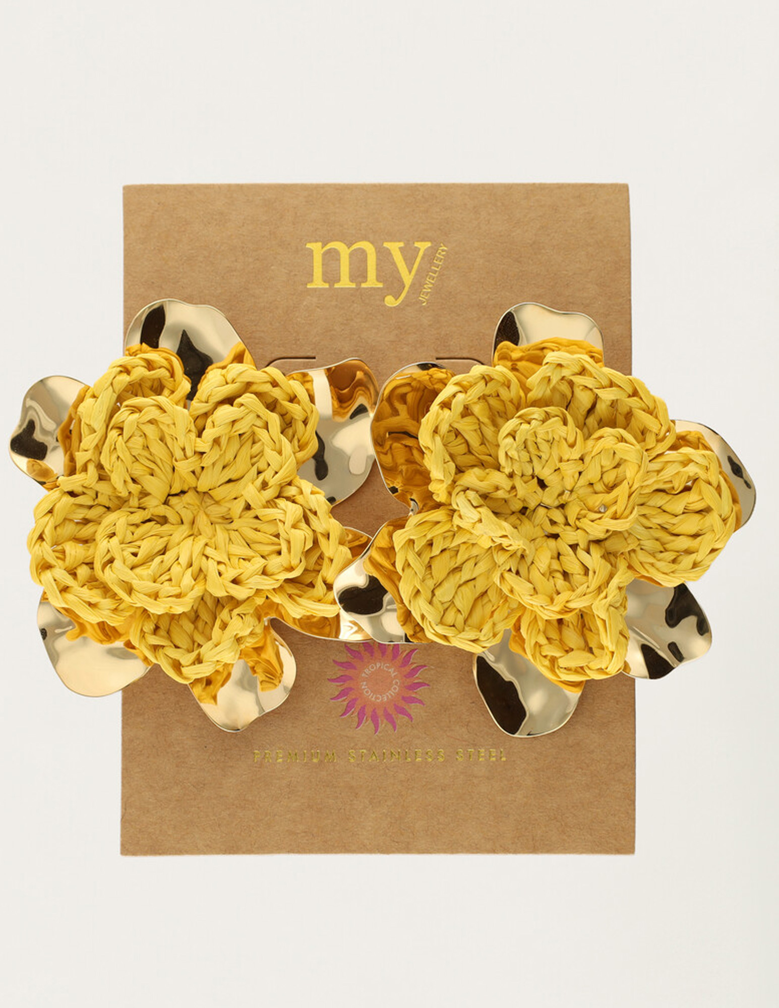 My Jewellery Tropical oorhangers statement bloem MJ15567 Goud