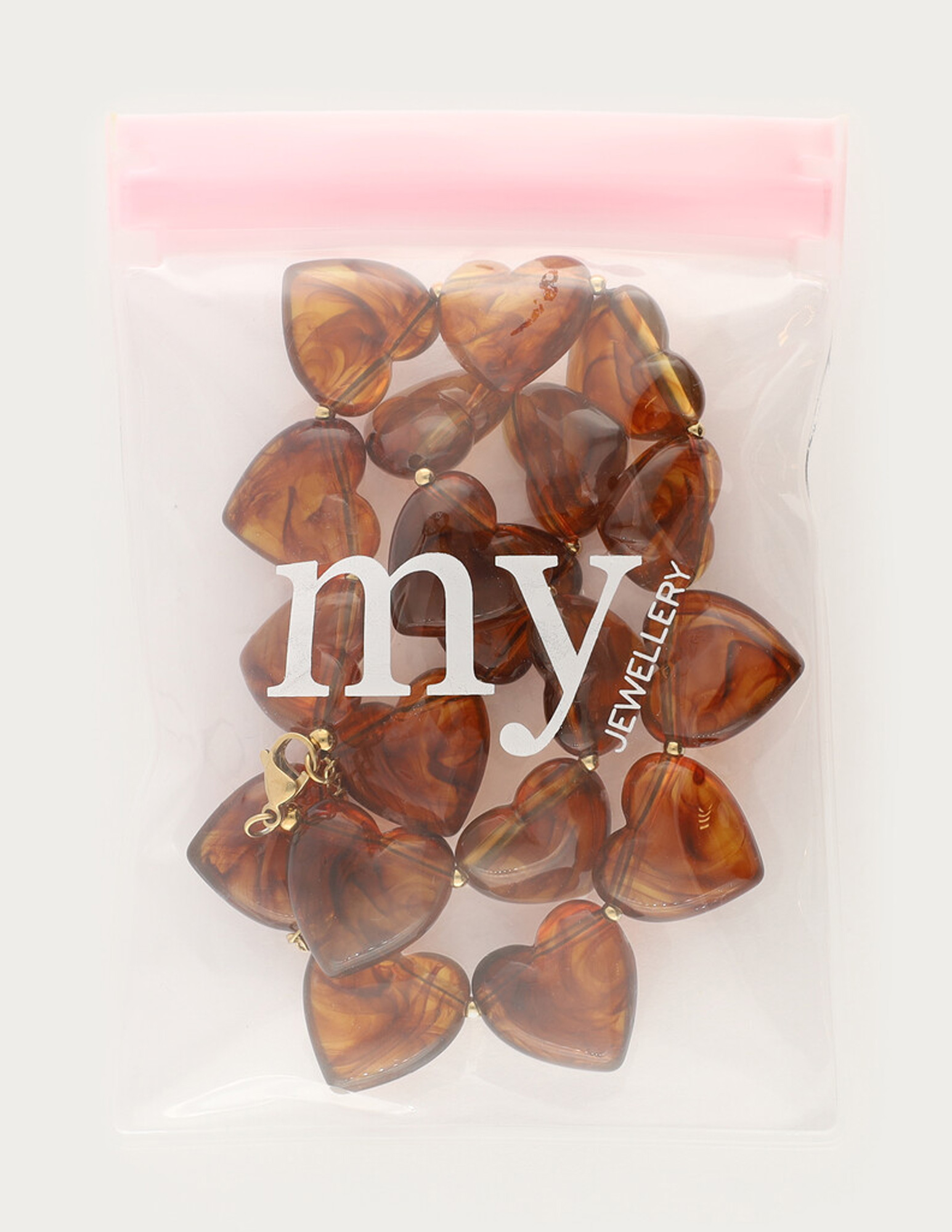 My Jewellery Statement ketting met hartjes MJ14380 Bruin