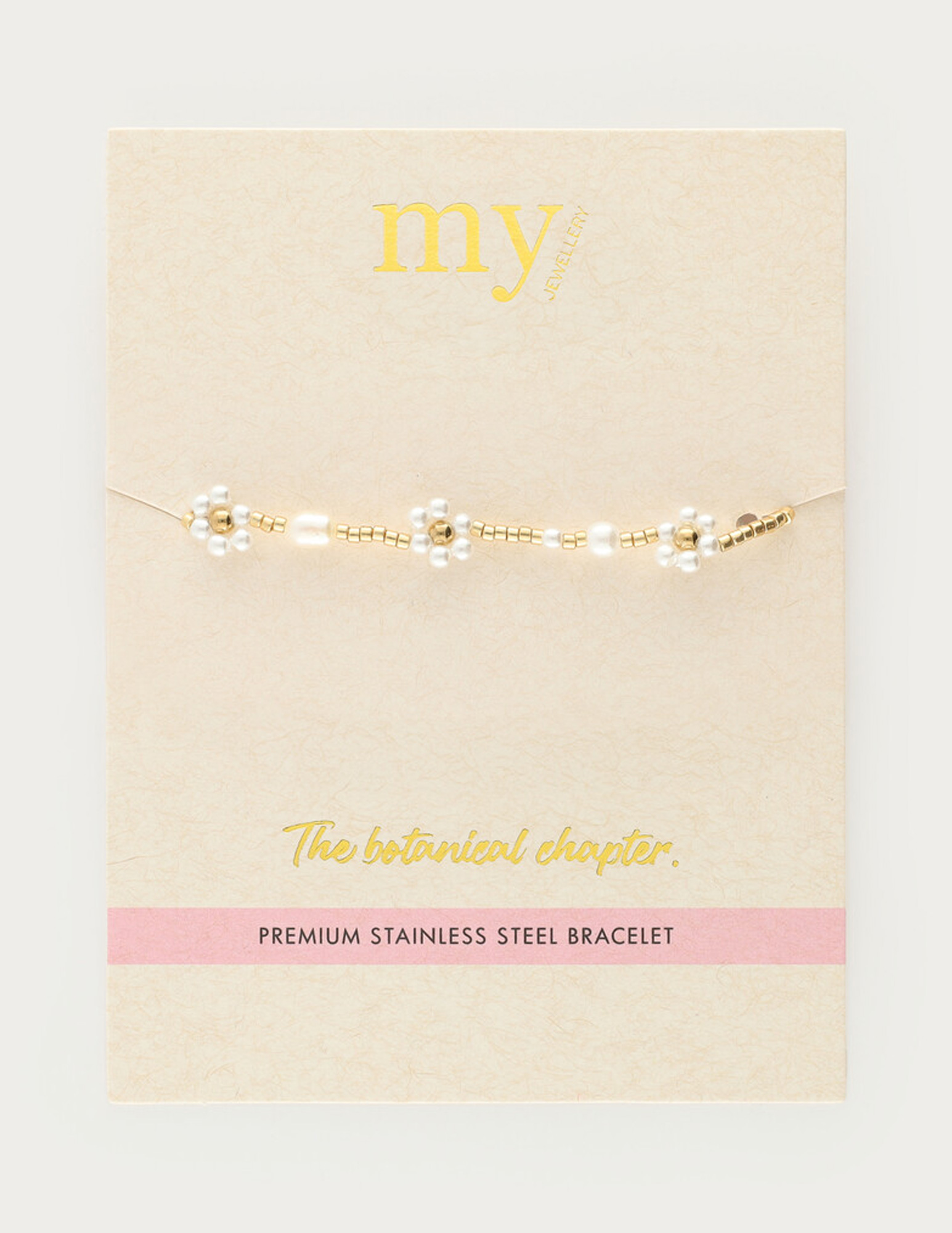 My Jewellery Botanical elastieken armband met bloemen MJ14913 Goud