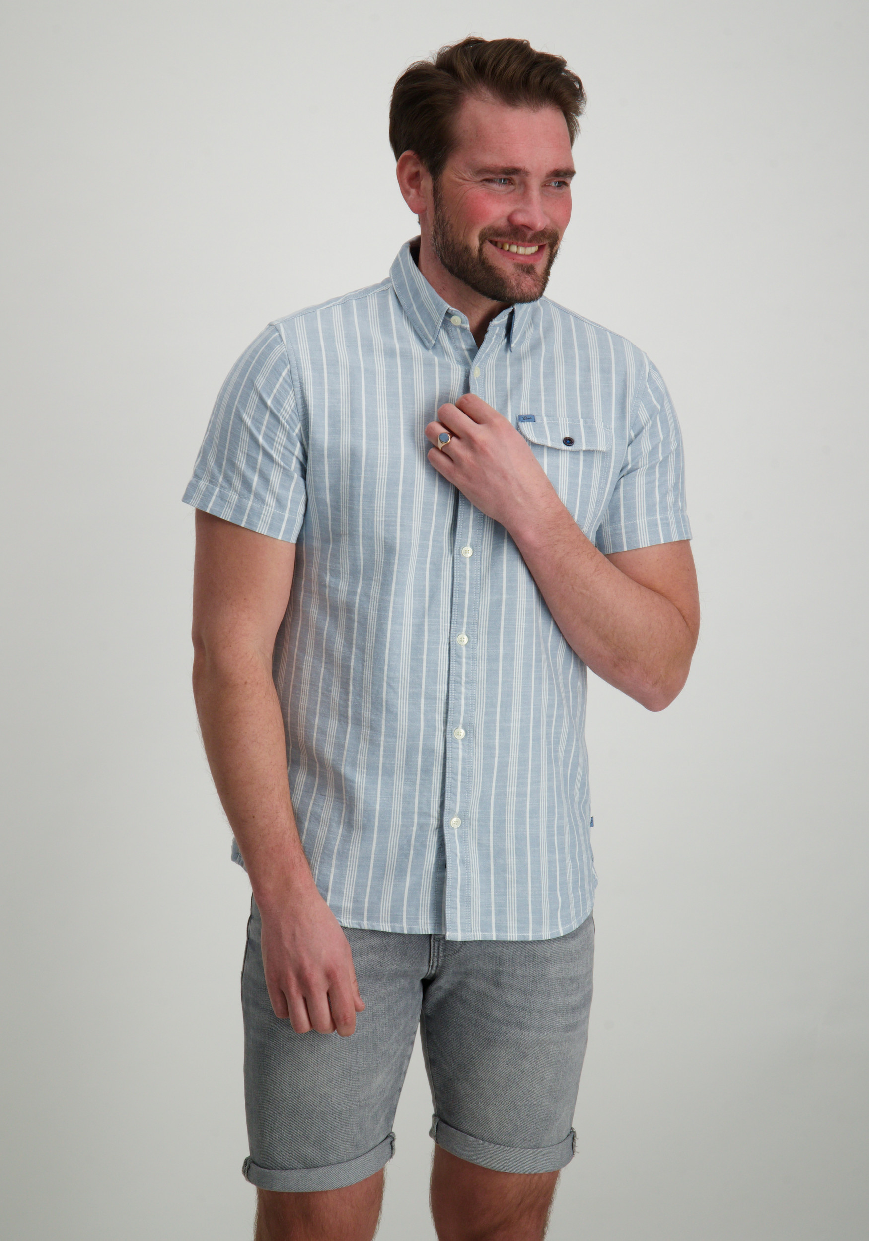 Petrol Overhemd stripe M-1050-SIS417 Licht blauw