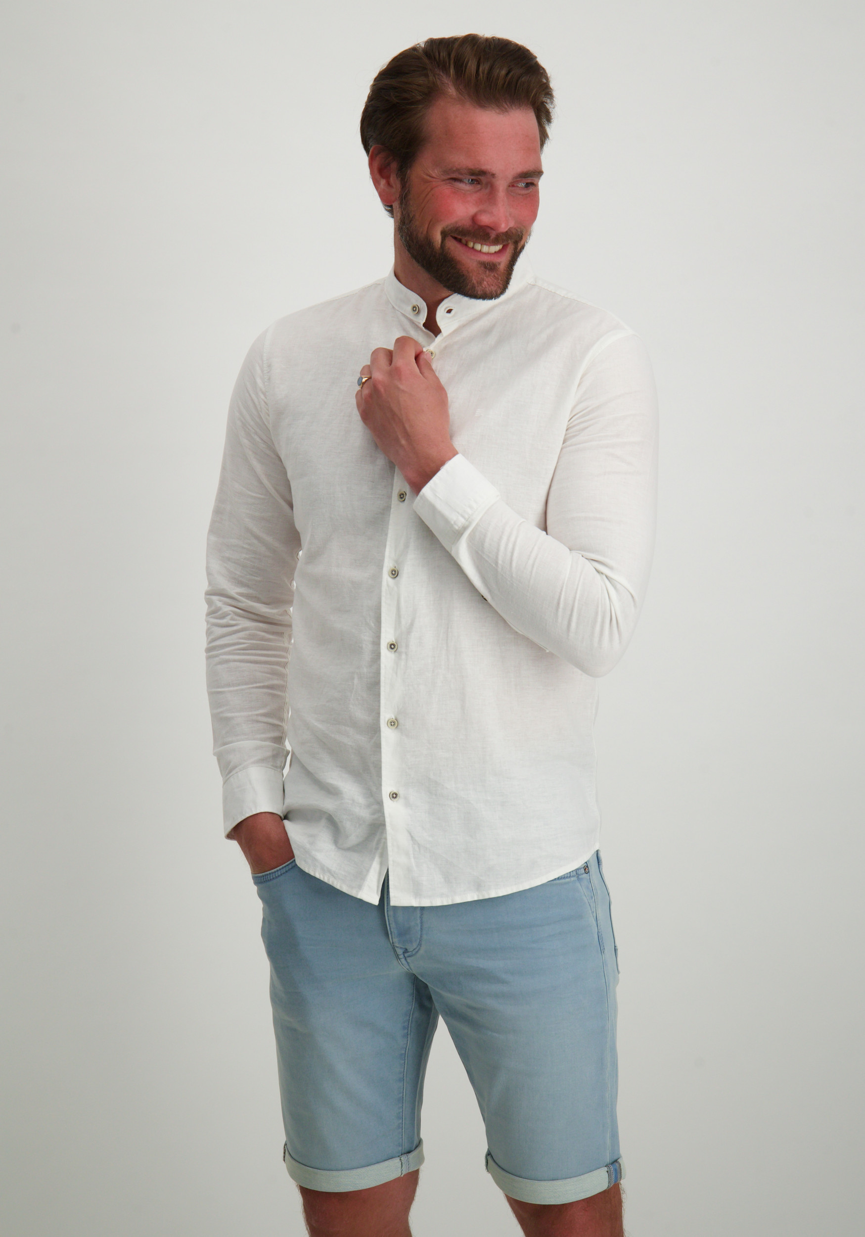 No Excess Linnen overhemd 27470218SN Wit