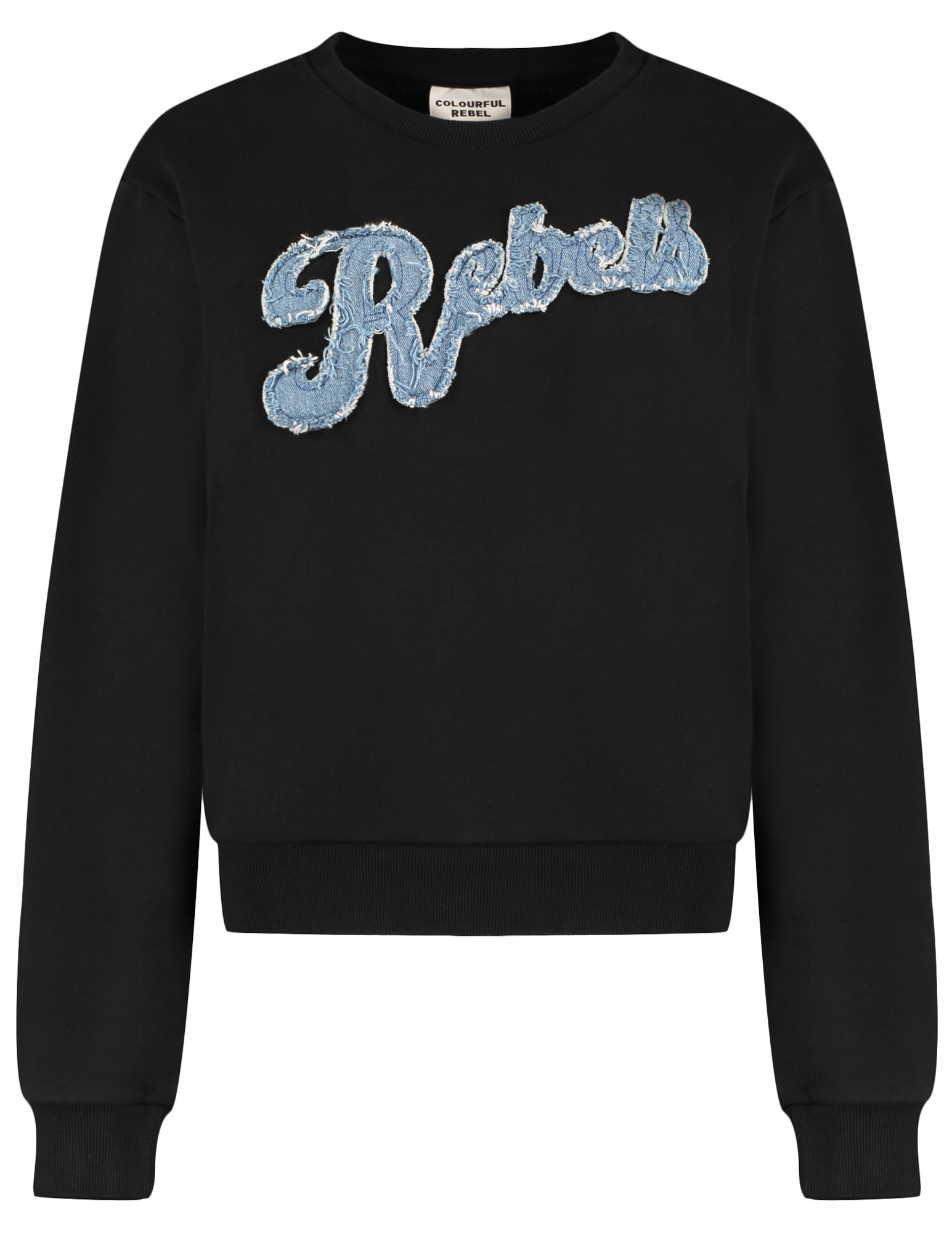 Colourful Rebel Sweater Denim patch WS417211 Zwart