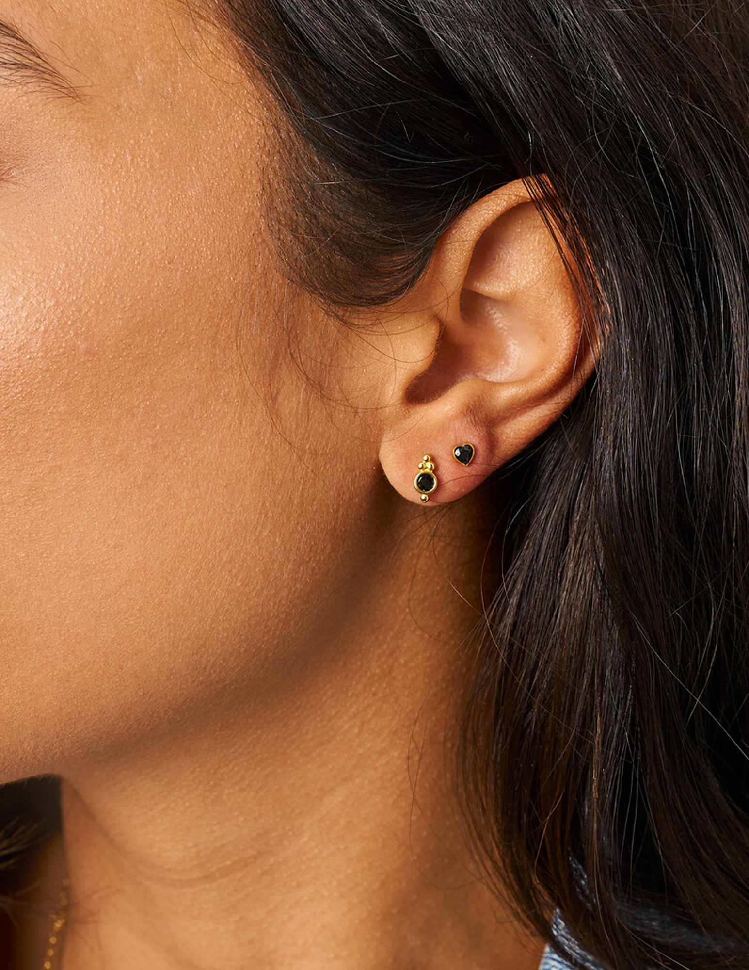 My Jewellery Studs met zwart strass hartje MJ14843 Goud