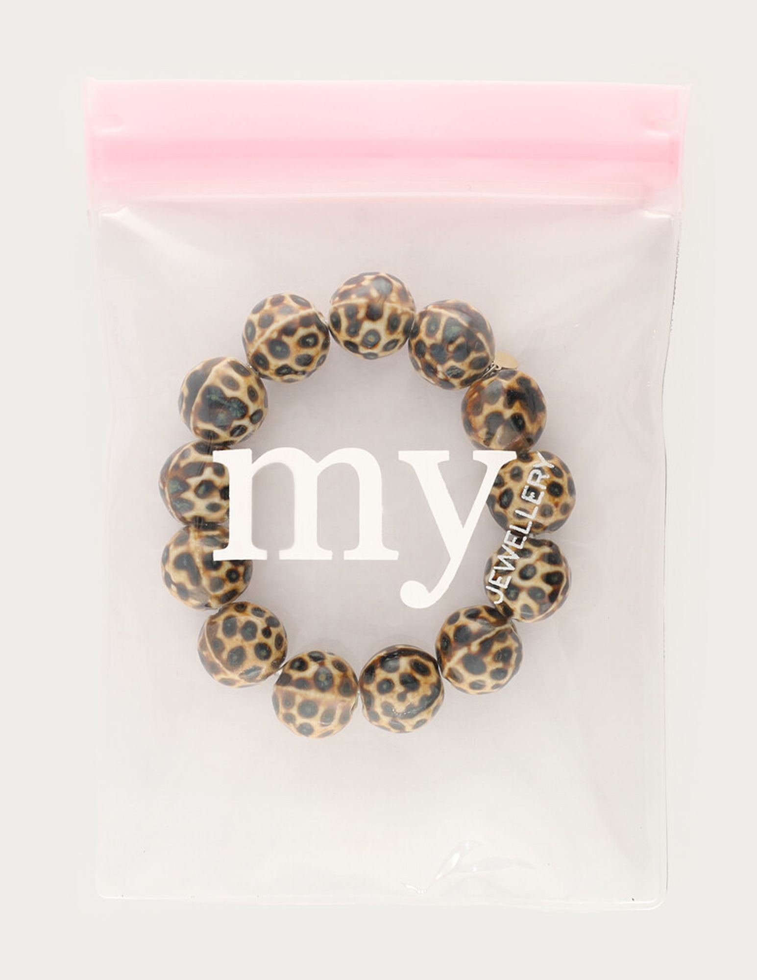 My Jewellery Armband met panterprint kralen Beige MJ15220 Beige