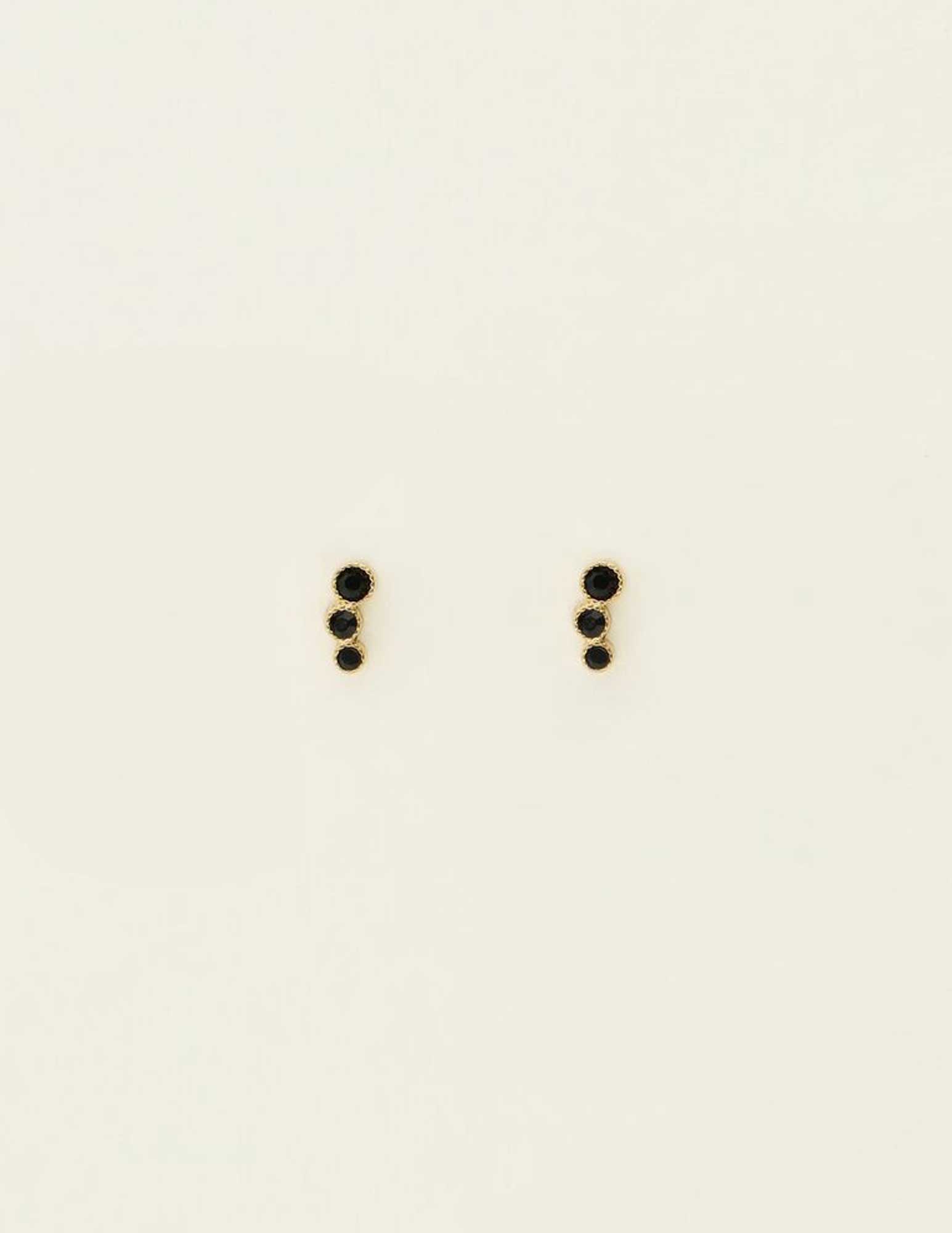 My Jewellery Studs zwarte strass MJ09484 Goud