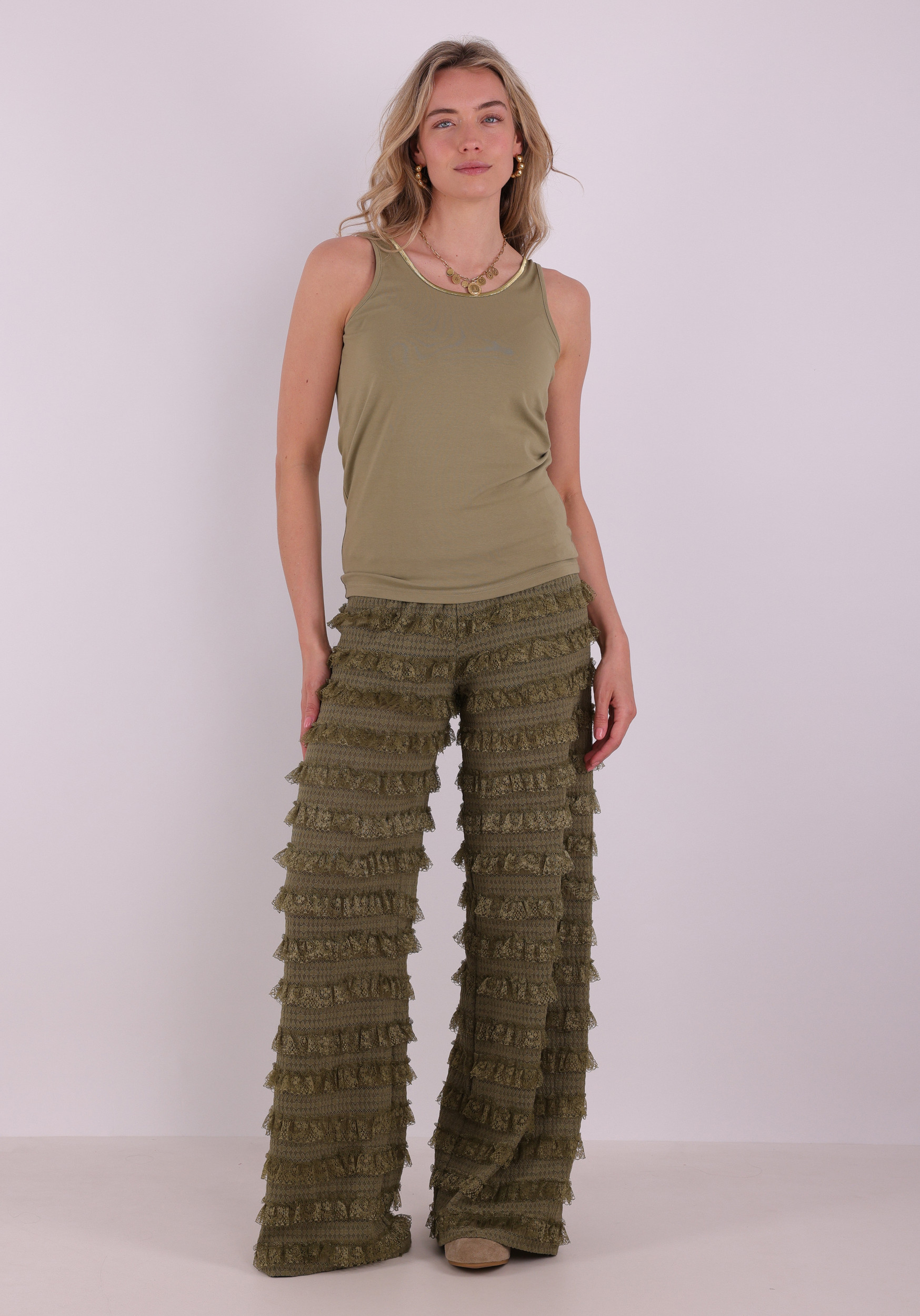 Tramontana Top met lurex boord Q11-19-401 Midden groen