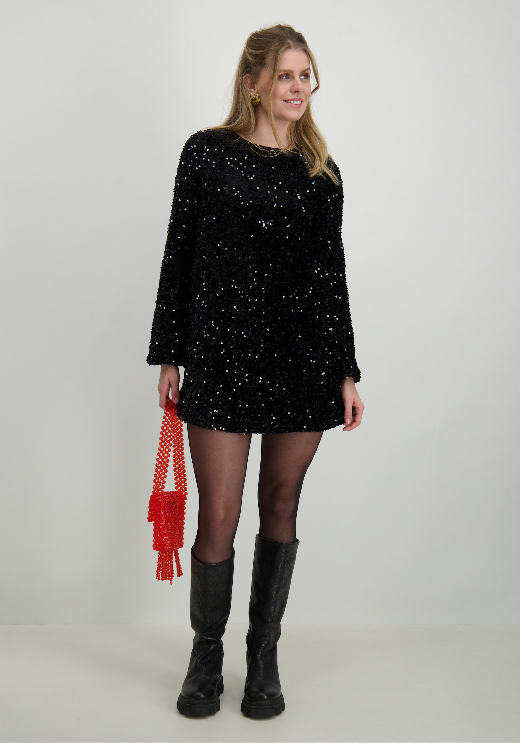 Only Jurk Anika Sequins 15339408 Zwart