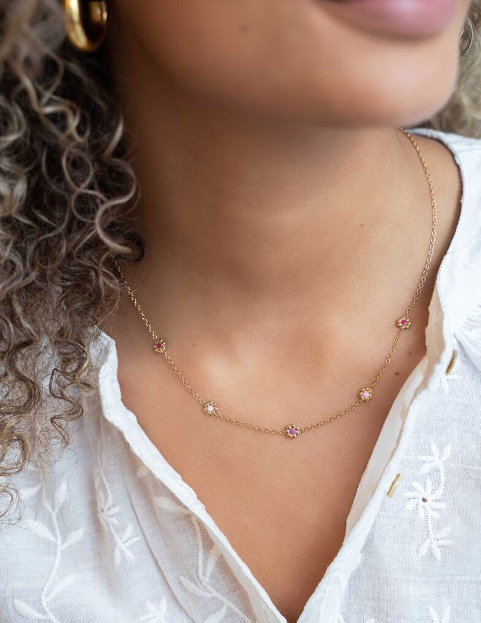 My Jewellery Ketting met bloemen MJ07966 Zilver