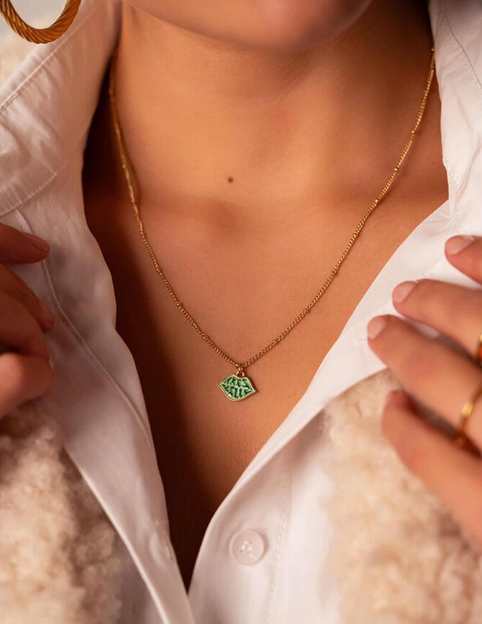 My Jewellery Ketting rood tres belle charm MJ08352 Goud