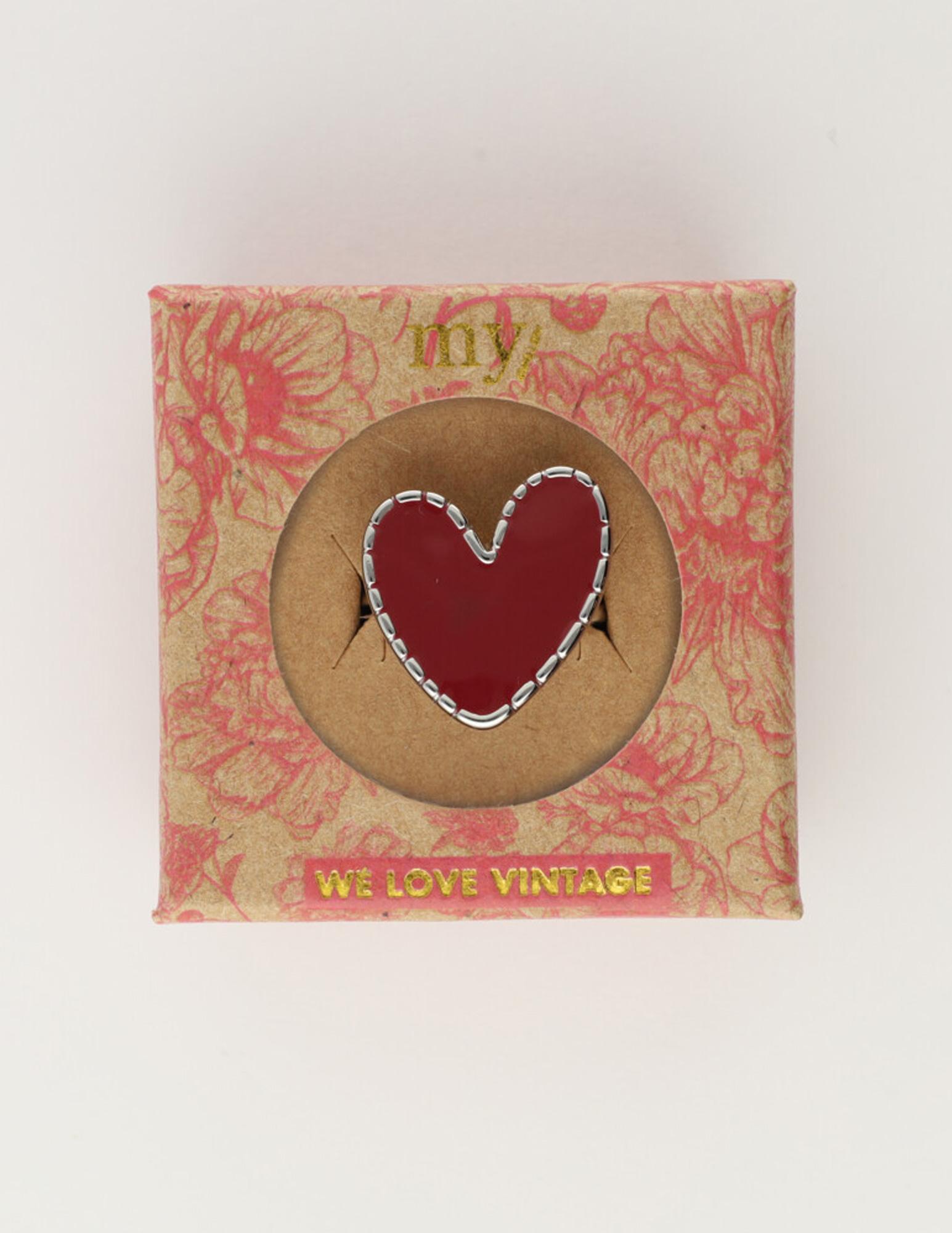 My Jewellery Statement ring met burgundy hartje MJ12616 Zilver