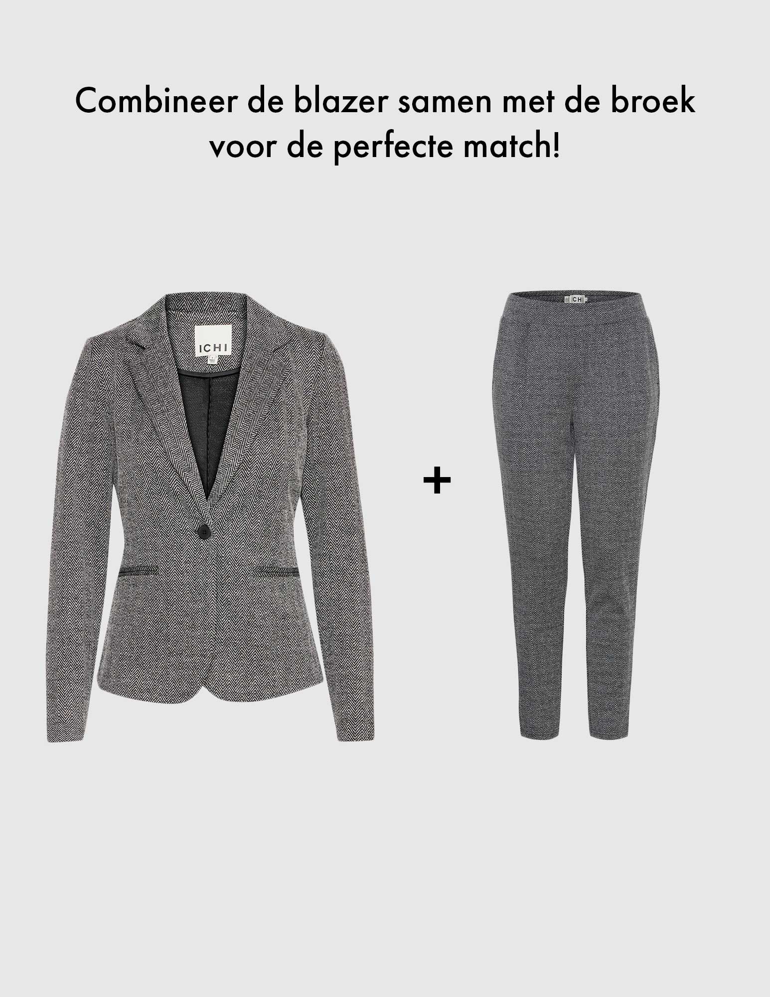 Ichi Broek Kate Jacquard 20121601 Zwart/Wit