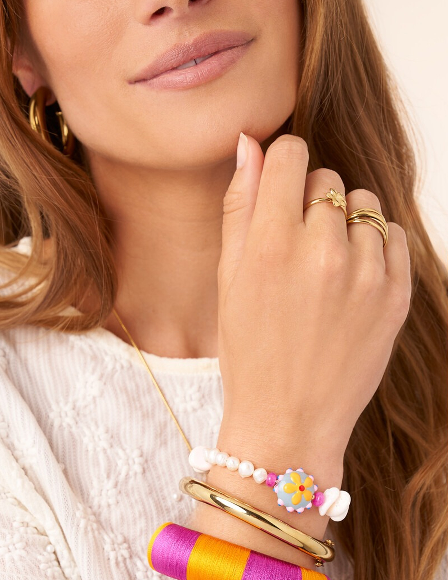 My Jewellery Tropical armband met schelpen en bloemen MJ15607 Goud