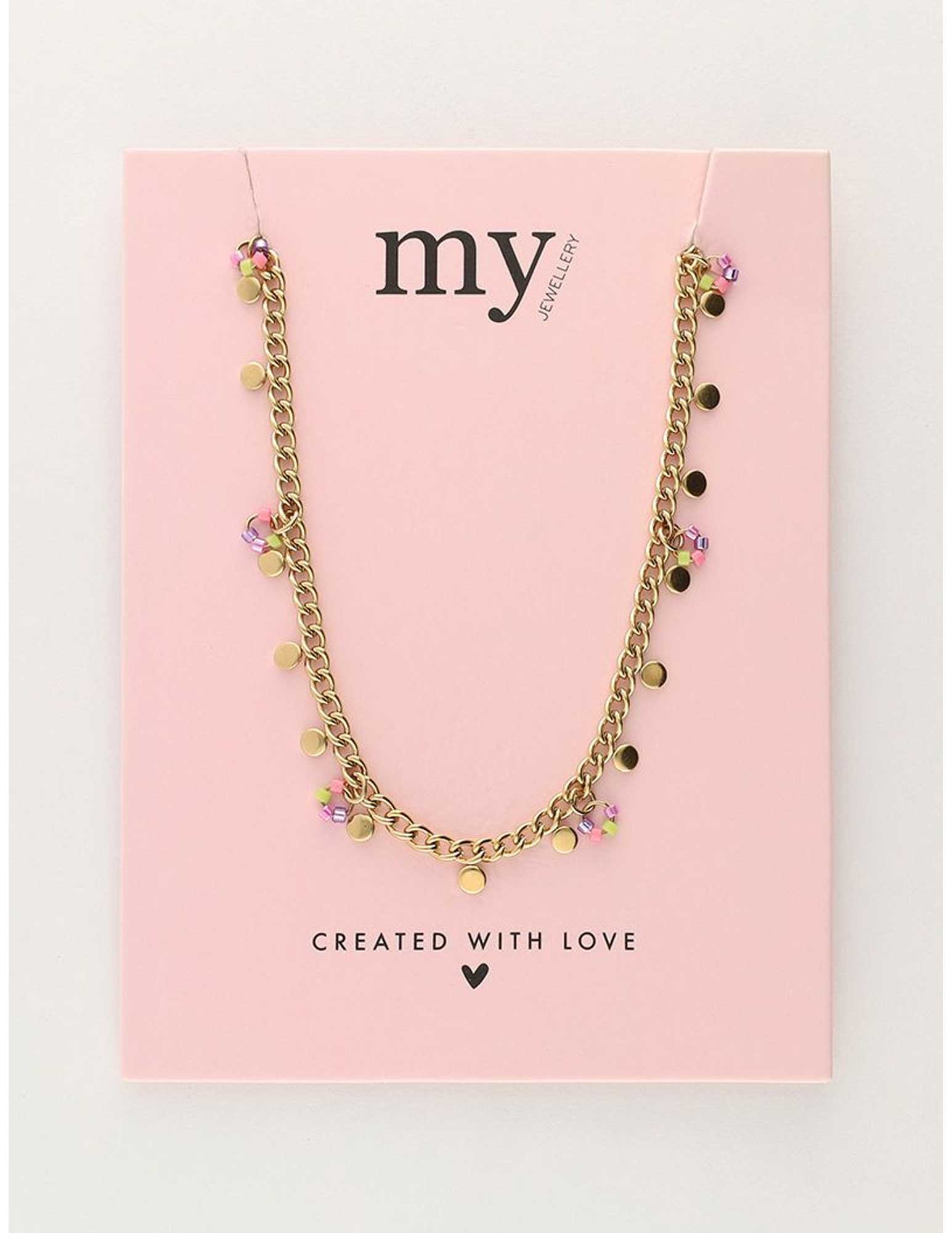 My Jewellery Ketting met kralen en munten MJ10239 Goud