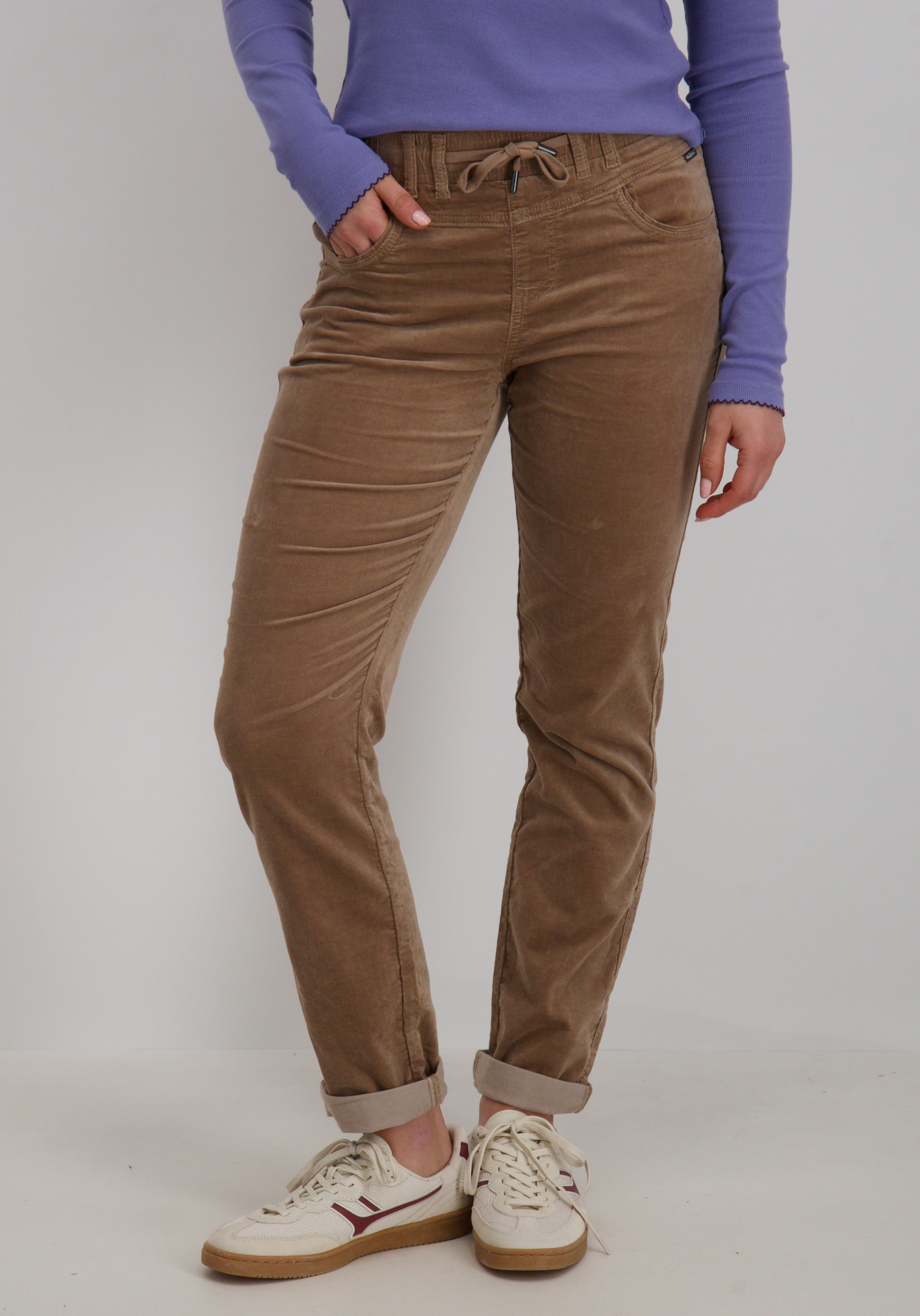 Red Button Broek Tessy velvet SRB4655 Licht bruin