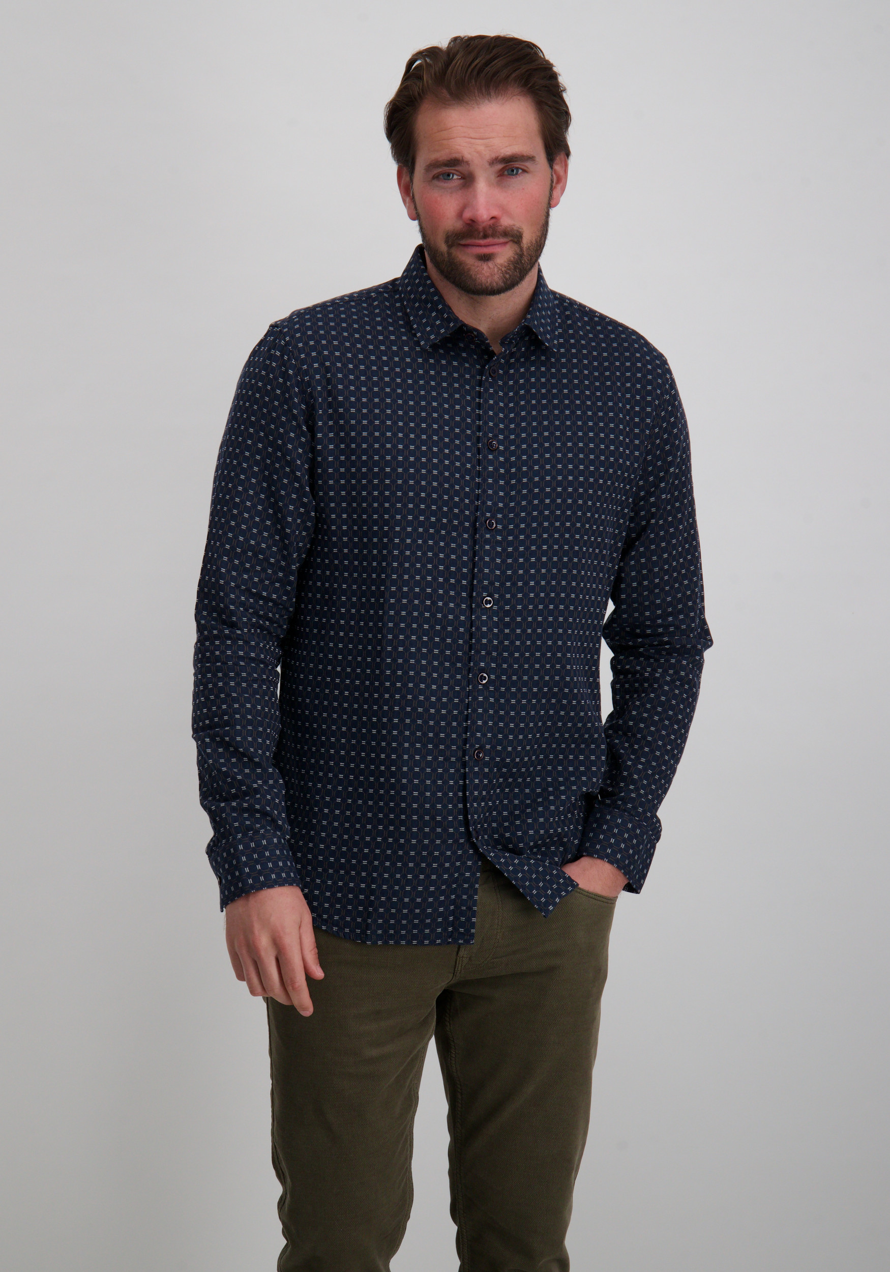 No Excess Overhemd all-over print 29450940 Donker blauw