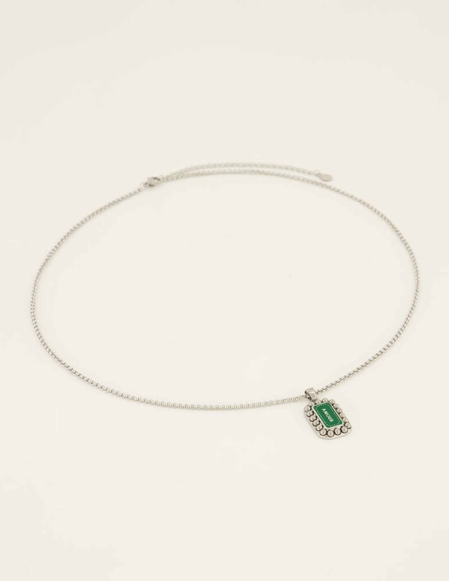 My Jewellery Ketting Bold spirit groene amour bedel MJ07821 Zilver