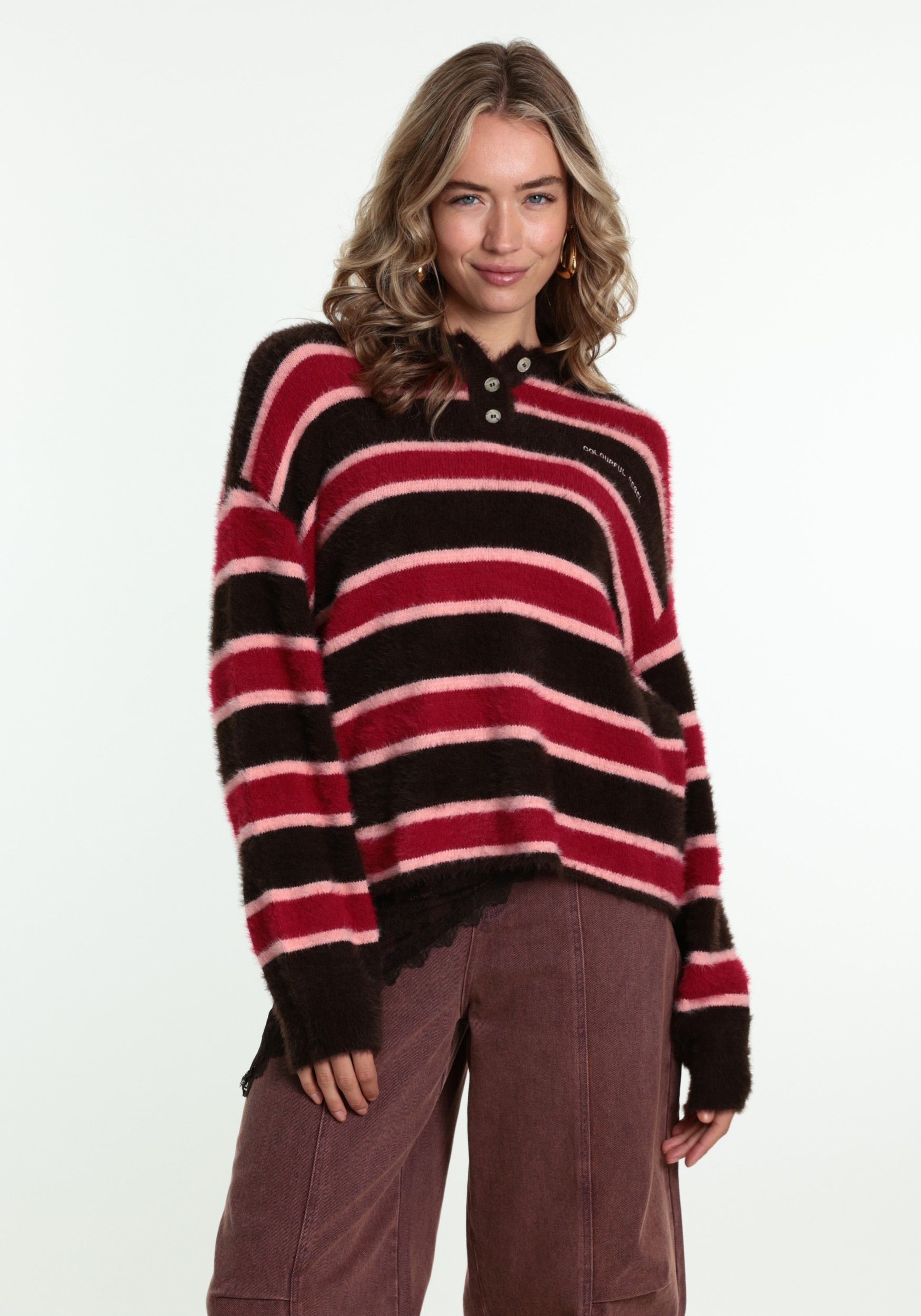 Colourful Rebel Trui Bobbi stripe WK118452 Multi