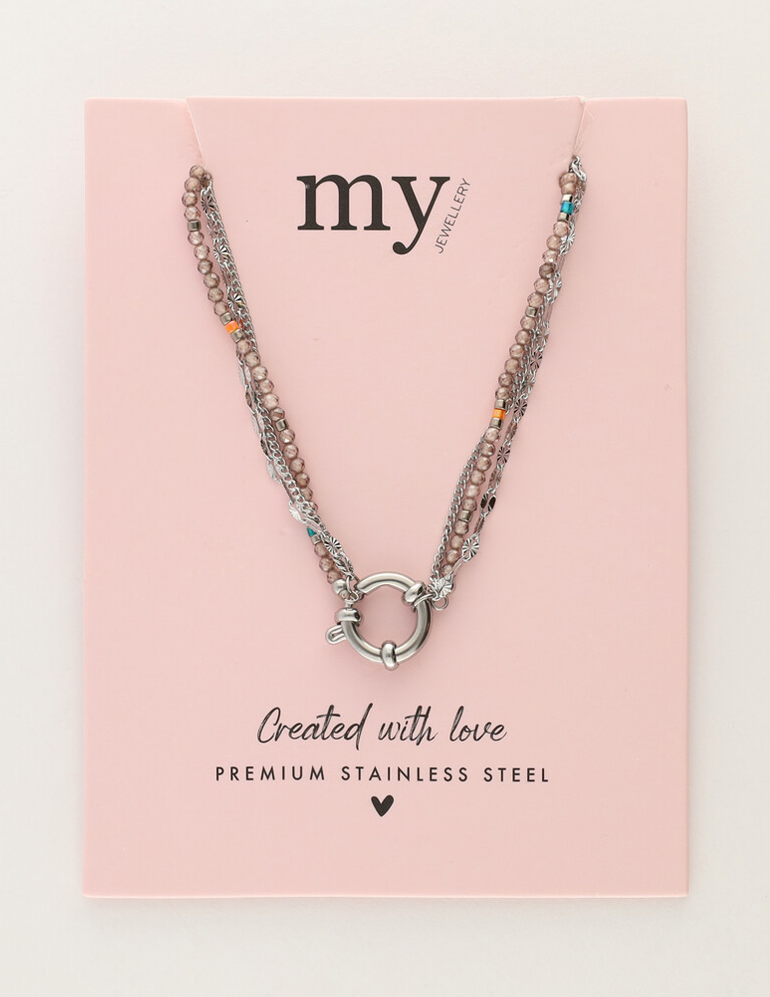 My Jewellery Sunrocks ketting taupe MJ12200 Zilver