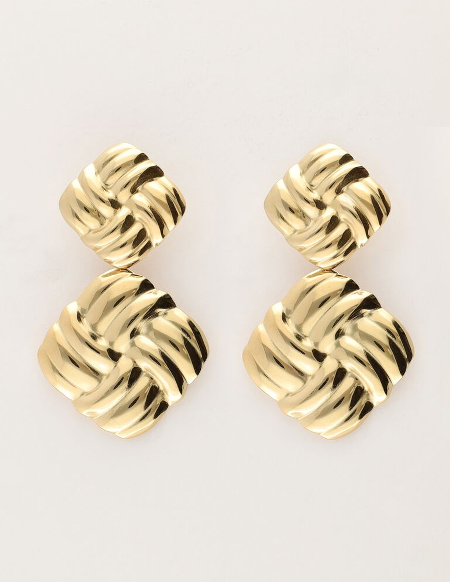 My Jewellery Vintage oorhangers vierkant gevlochten MJ11088 Goud