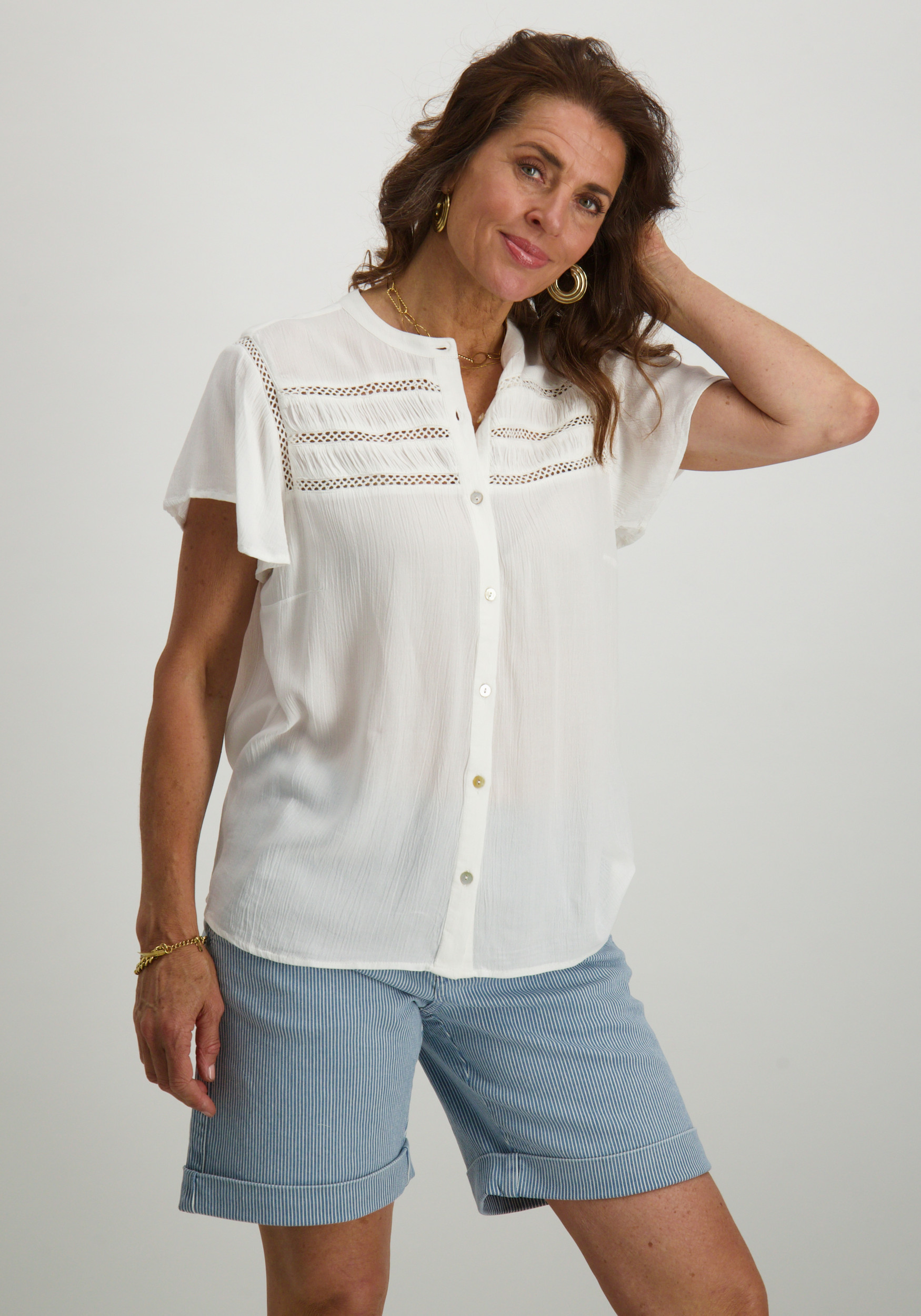 Tramontana Blouse korte mouw A01-16-302 Wolwit-ecru