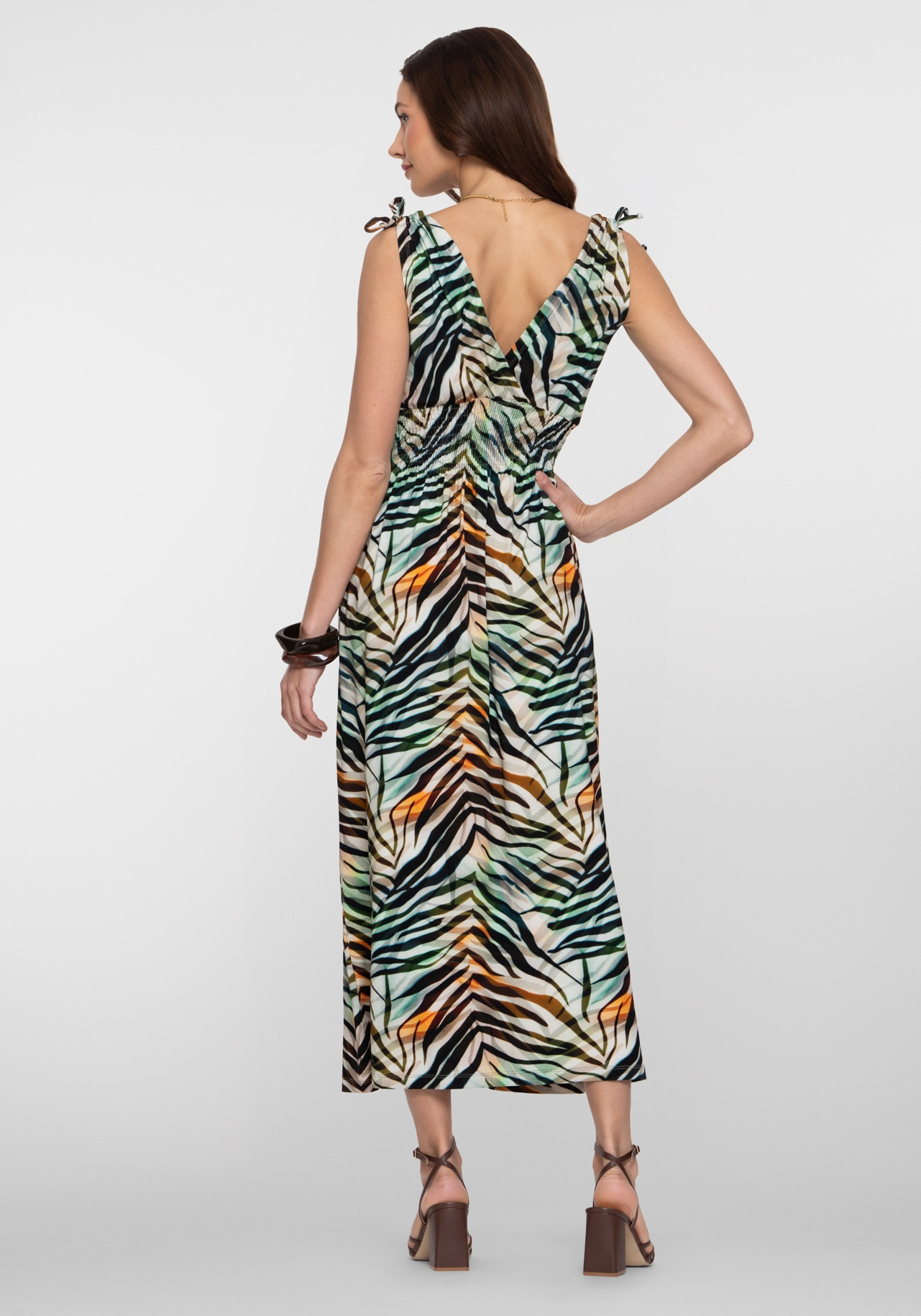 Geisha Jurk all-over print 67425-60 MILA Bruin
