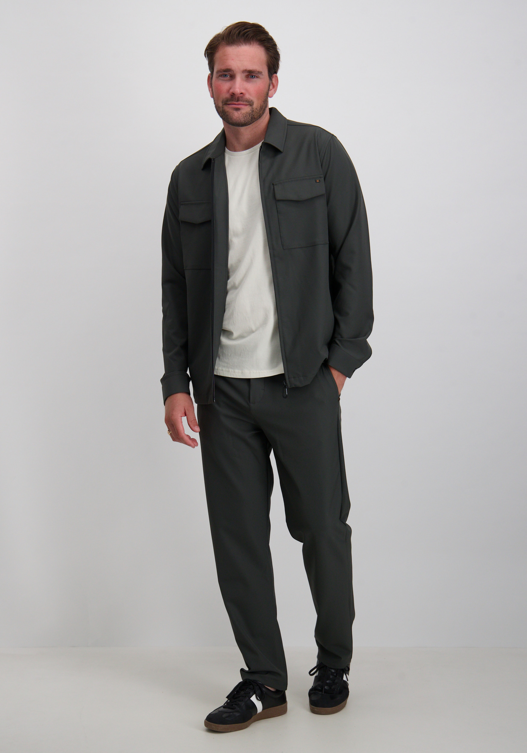 No Excess Overshirt met rits 29510804 Donker Grijs