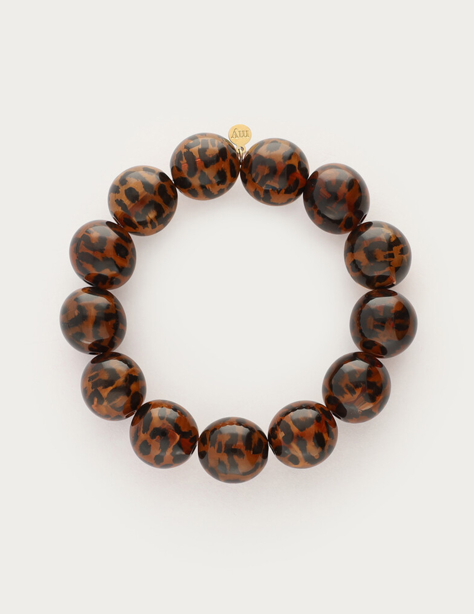 My Jewellery Armband met panterprint kralen MJ15219 Bruin