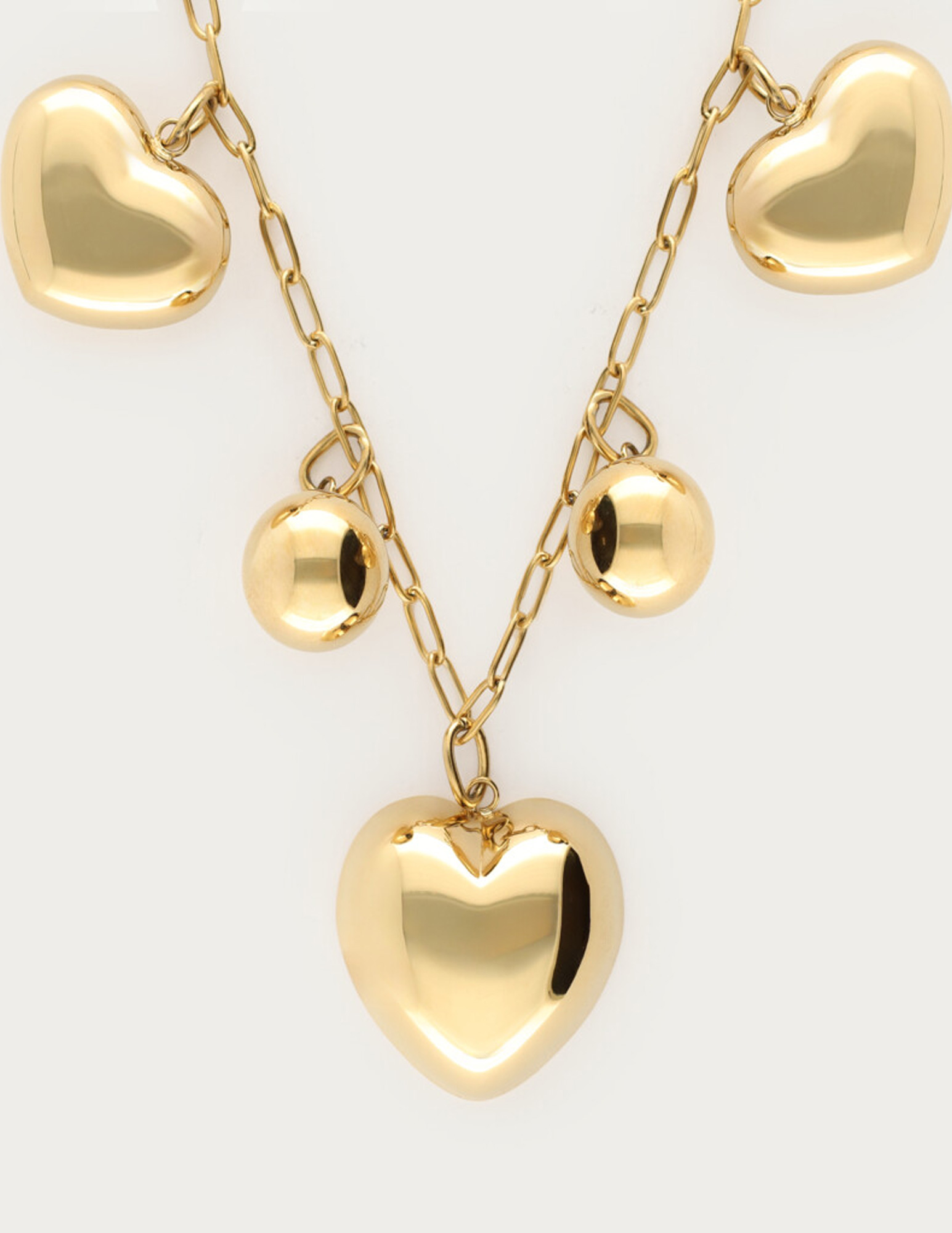My Jewellery Bold ketting met hartjes en bolletjes MJ14118 Goud