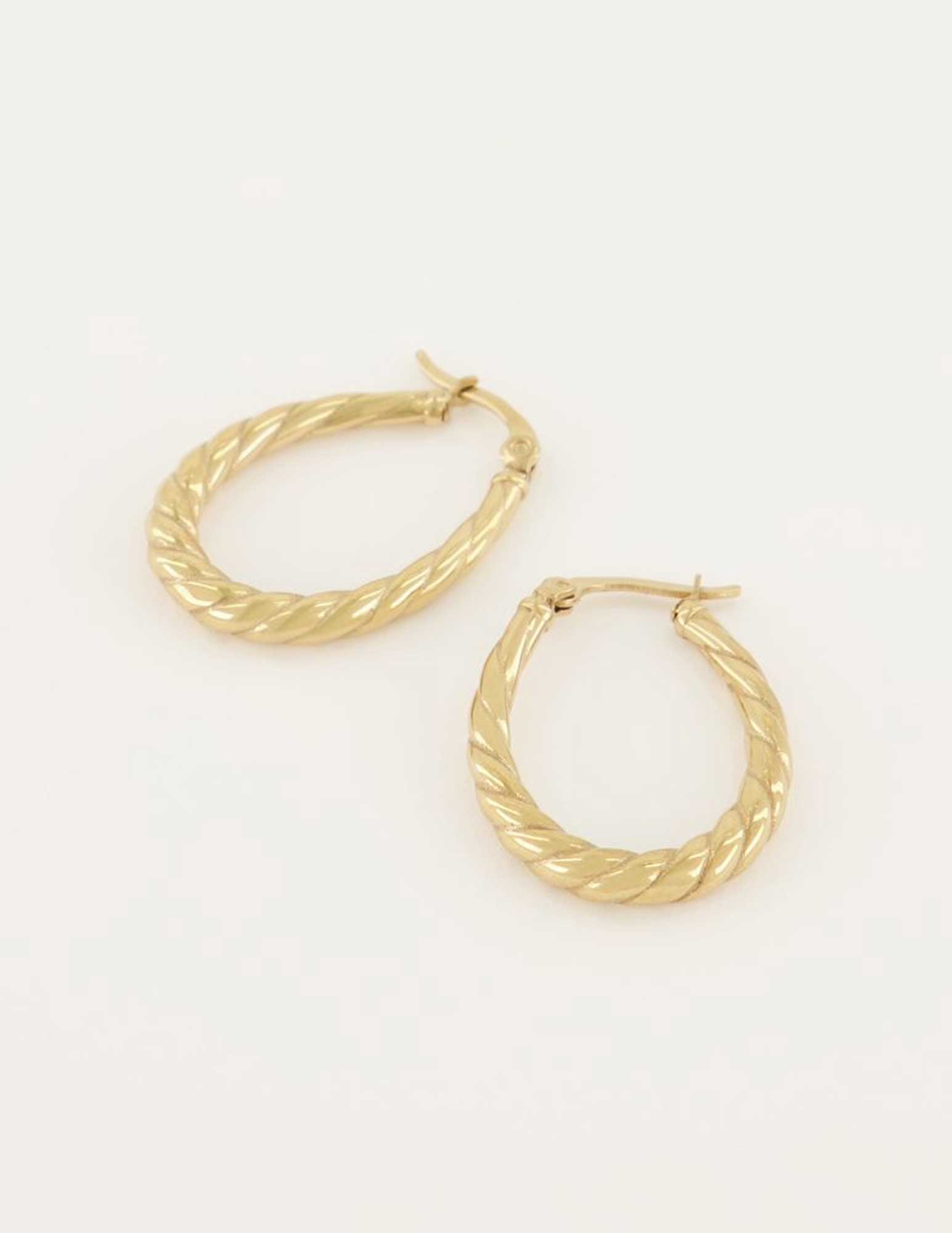 My Jewellery Oorringen ovaal gedraaid MJ05455 Goud