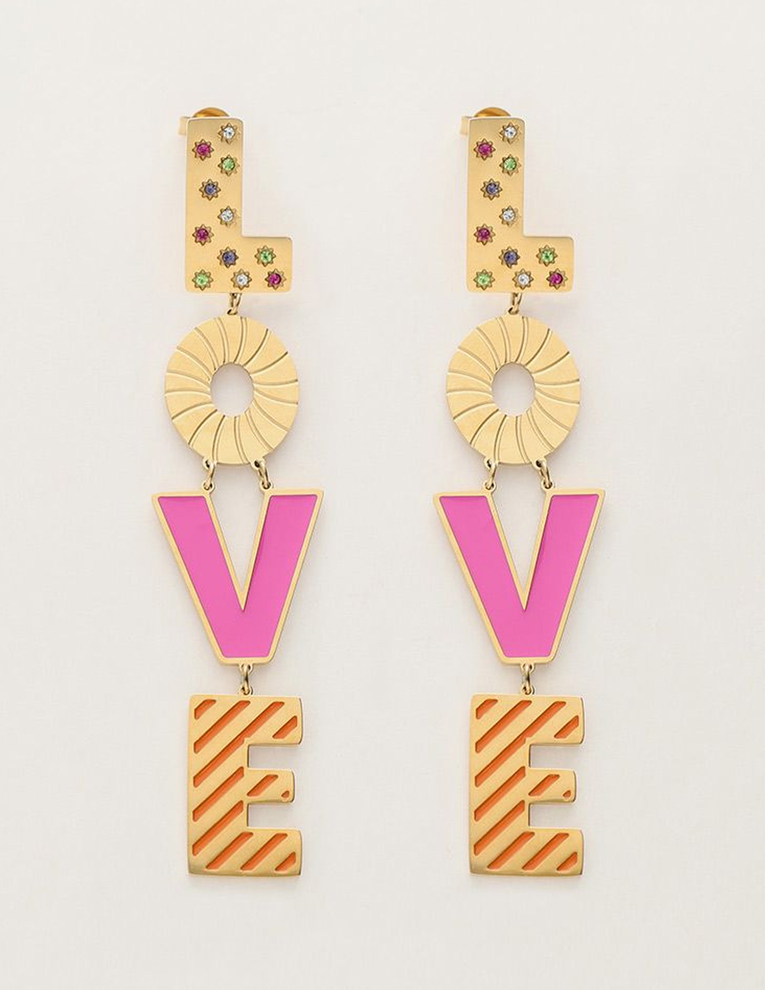 My Jewellery Oorbellen letters love pink MJ10165 Goud