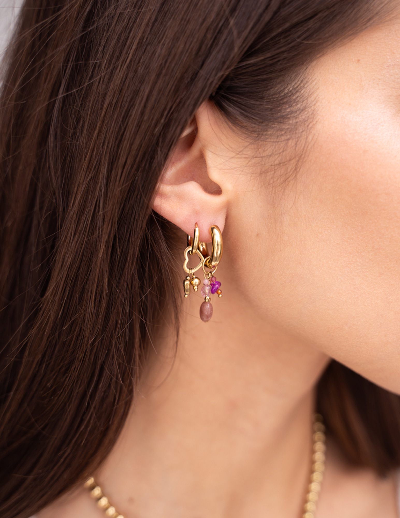 My Jewellery Oorringen met hartjes MJ12011 Goud