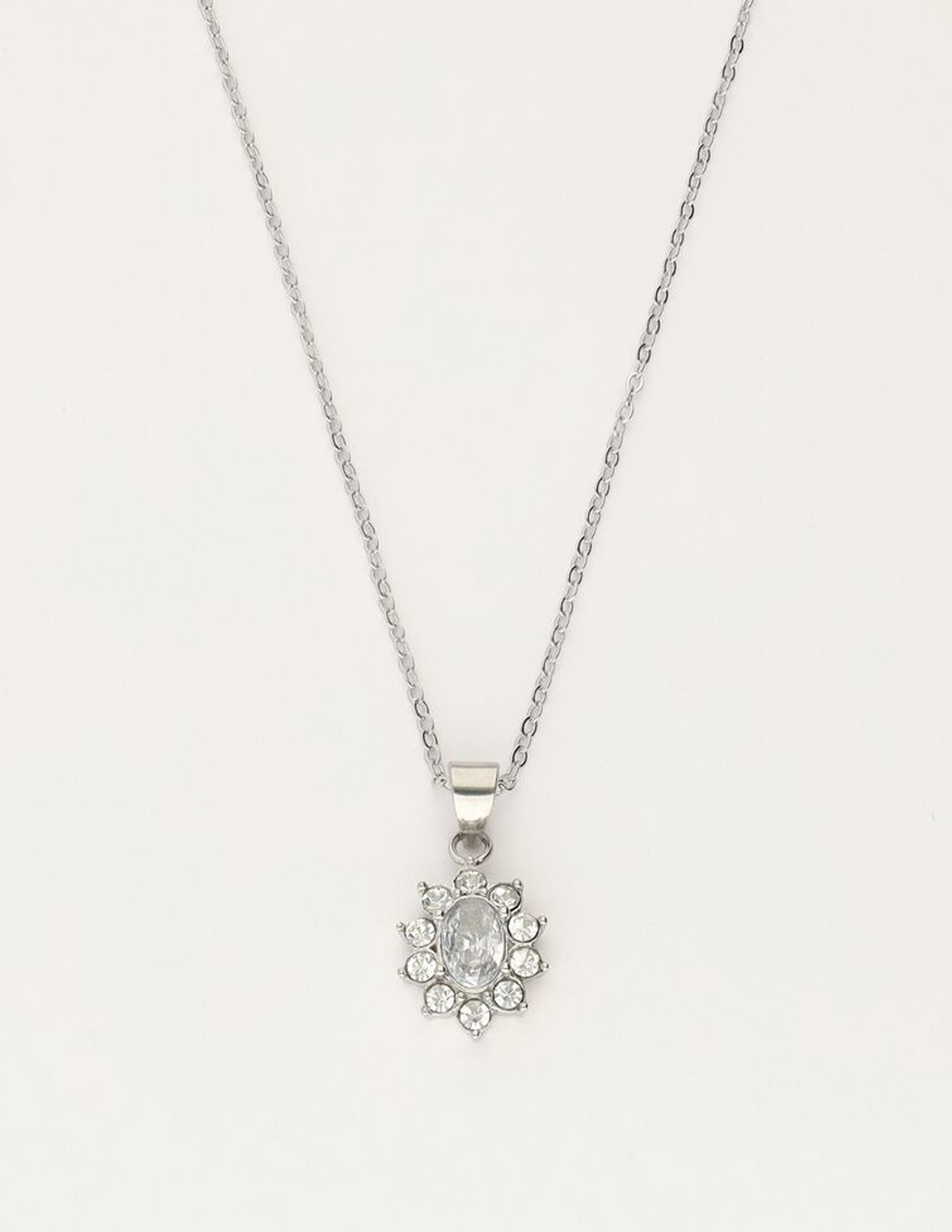 My Jewellery Vintage ketting met transparante strass MJ11482 Zilver
