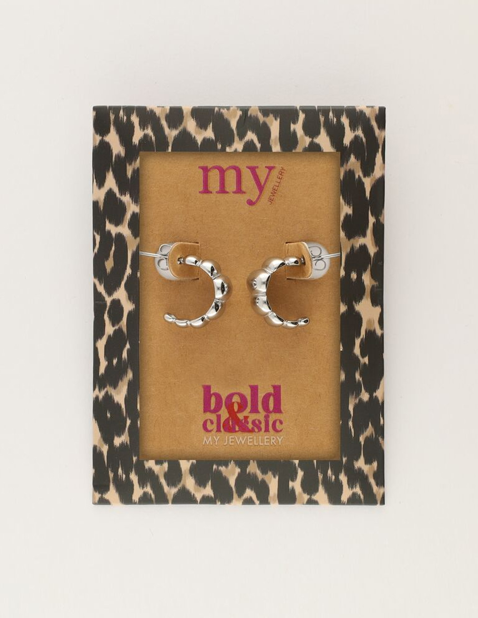 My Jewellery Bold oorringen met gestreepte bubbel MJ11526 Zilver