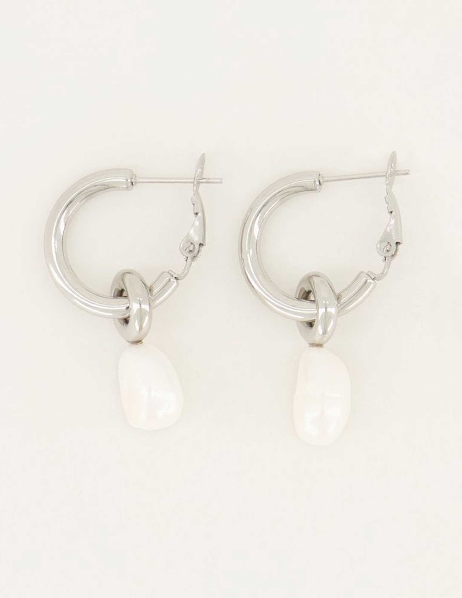 My Jewellery Oorringen met parel MJ01870 Zilver