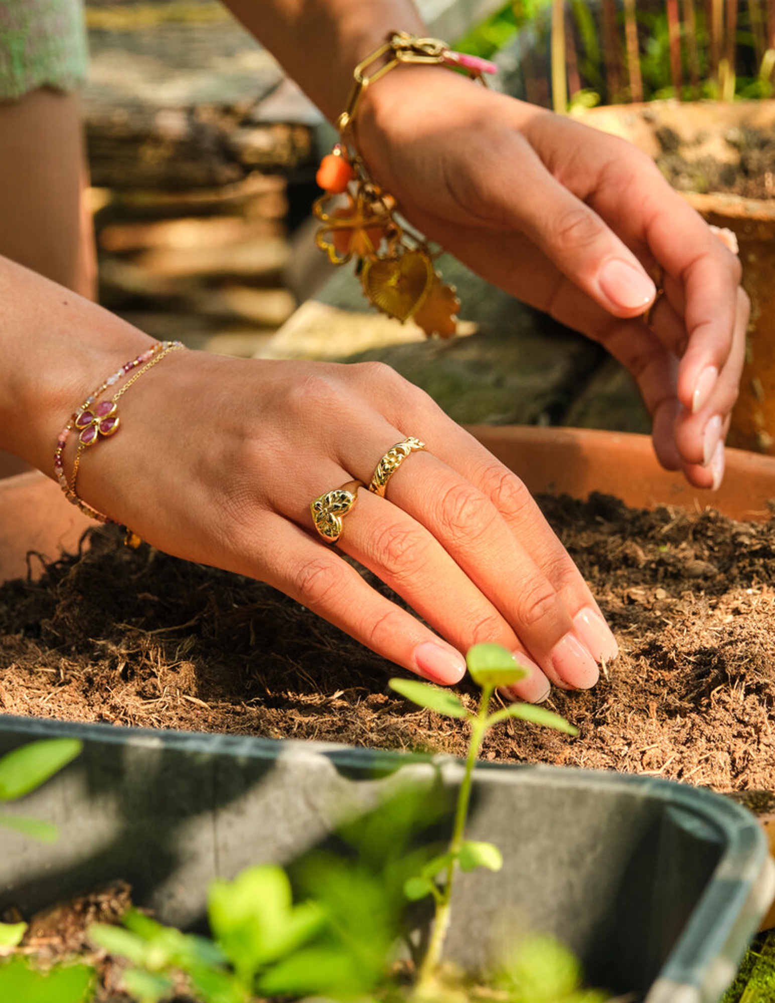 My Jewellery Botanical statement ring met bloemen hart MJ13744 Goud