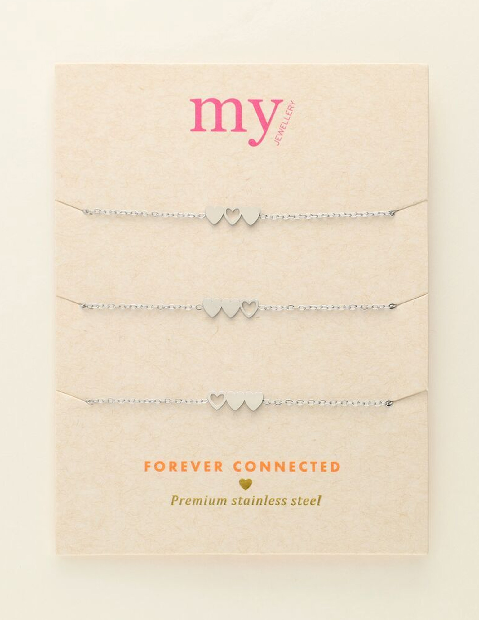 My Jewellery Armband set van 3 hart MJ09022 Zilver