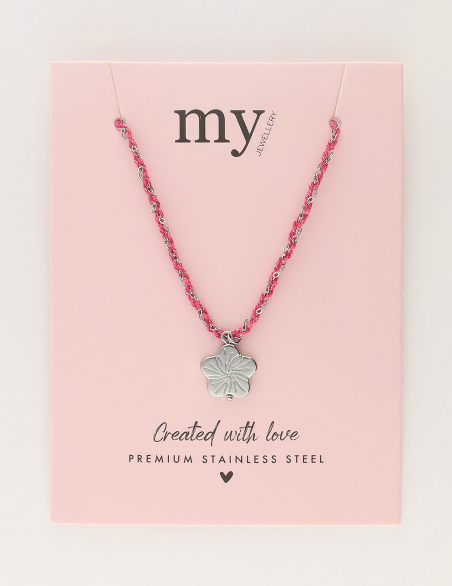 My Jewellery Sunrocks koord ketting met bloem MJ12204 Zilver