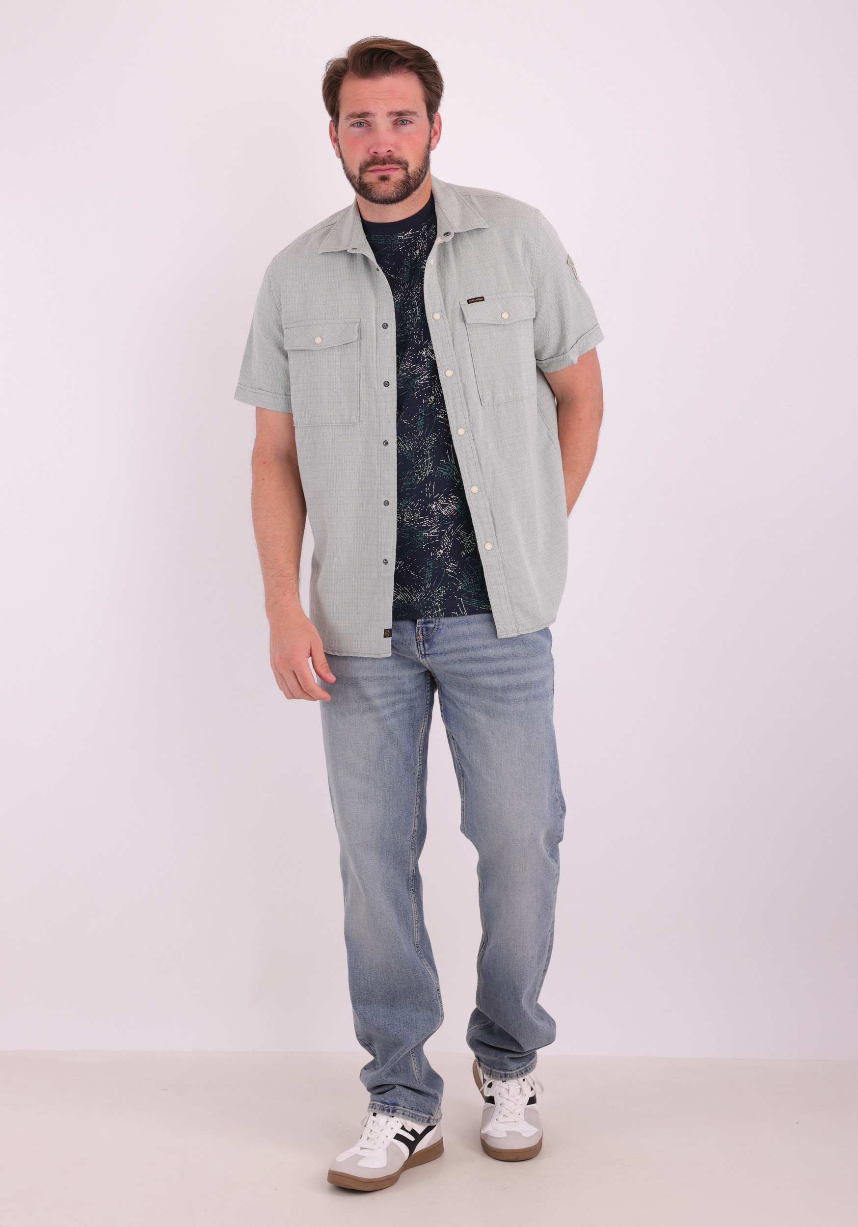 PME Legend T-shirt print  PTSS2604588 Donker blauw