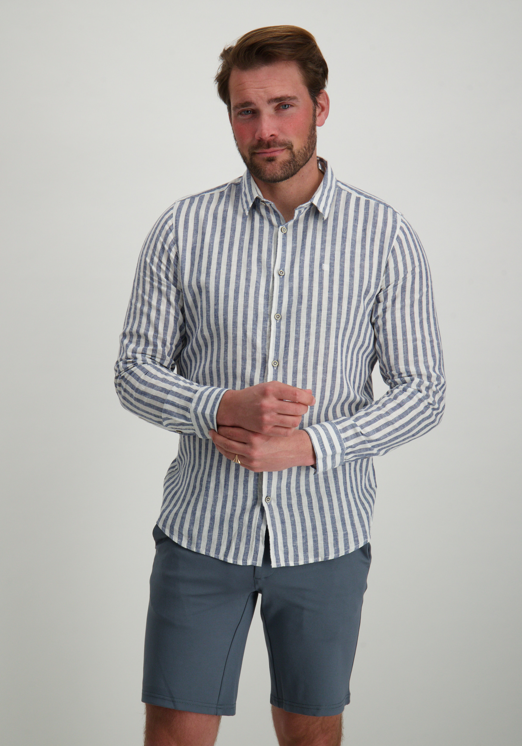 No Excess Overhemd gestreept 27470224SN Blauw