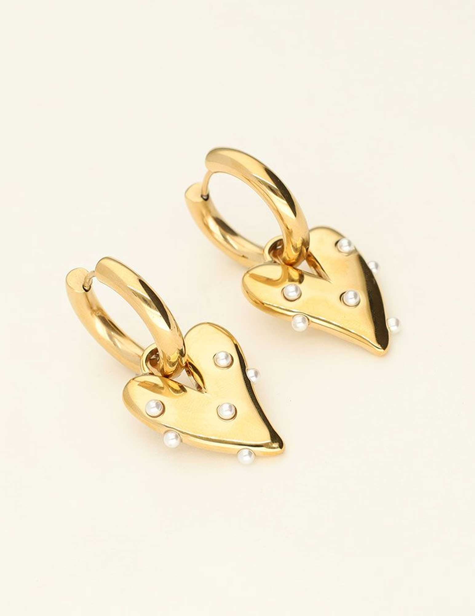 My Jewellery Oorringen met hart en parels MJ09316 Goud
