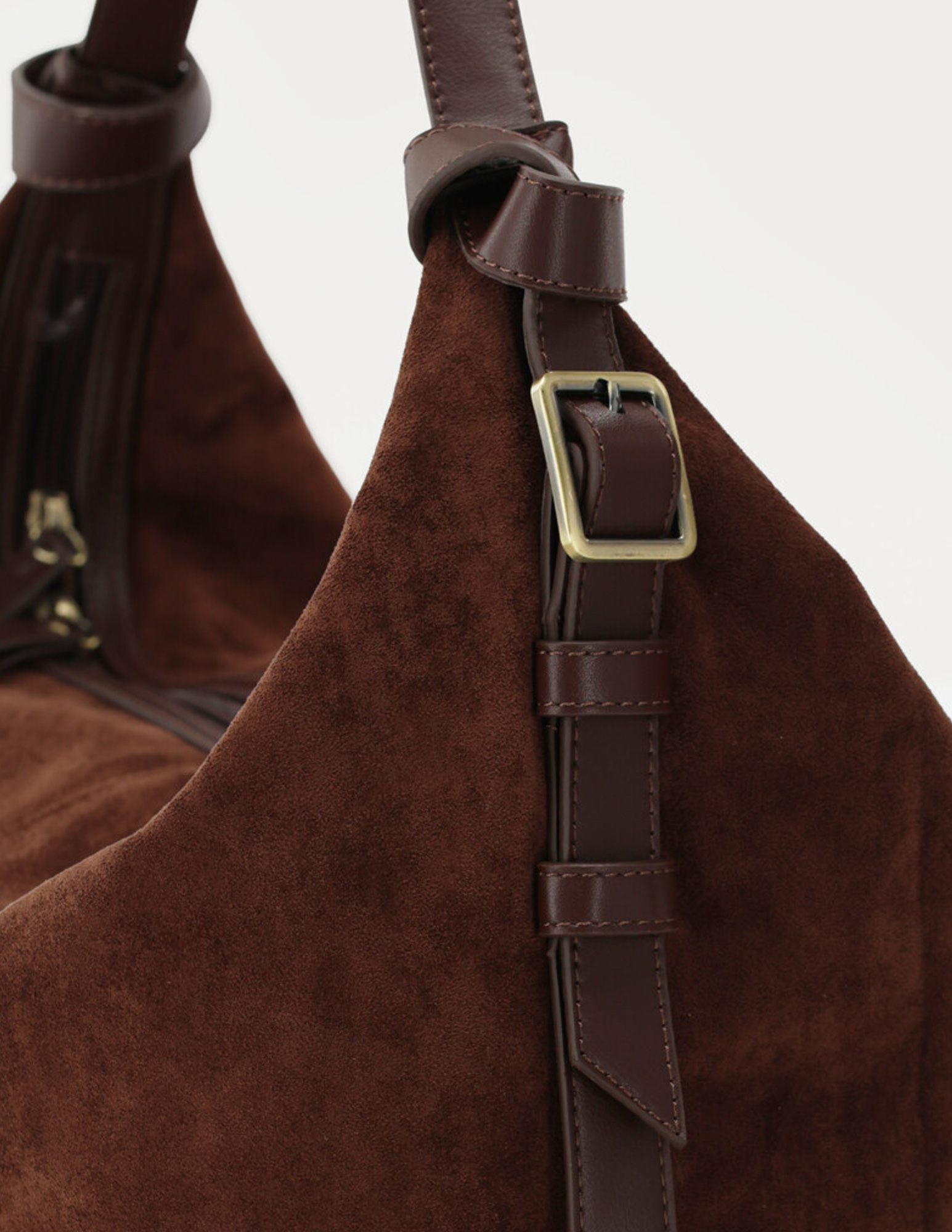 My Jewellery Schoudertas in suède look met gesp MJ15242 Donker bruin