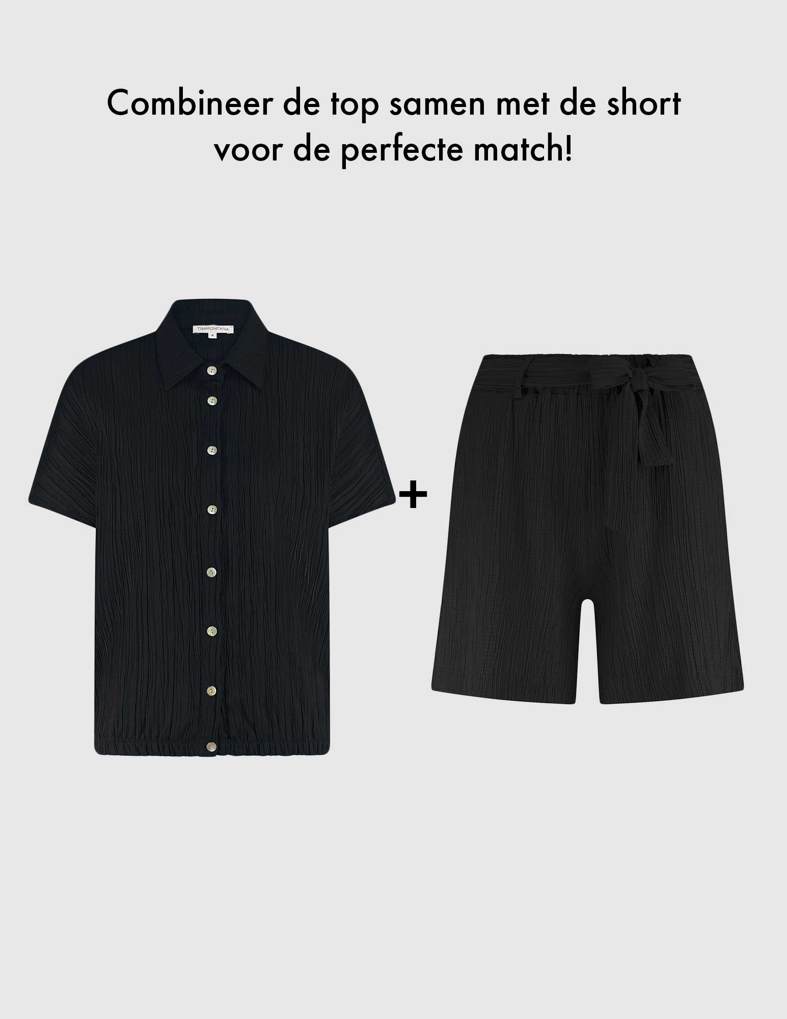 Tramontana Korte broek Crinkled S01-16-102 Zwart