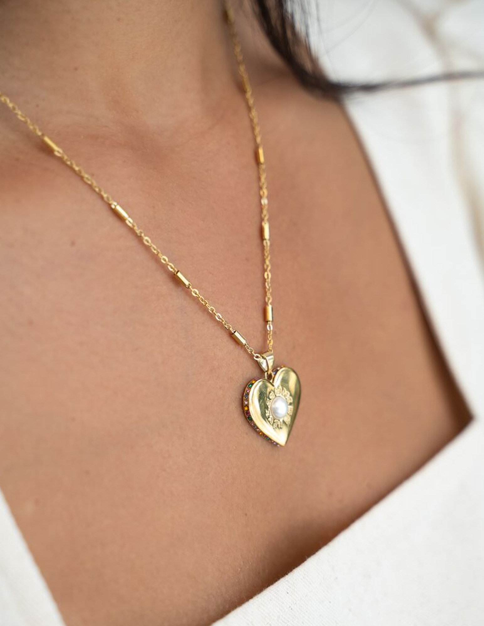 My Jewellery Ketting met hart en parel MJ11309 Goud