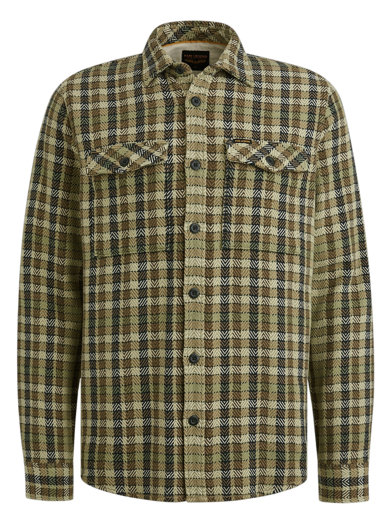 PME Legend Overshirt geruit PSI2508212 Midden groen