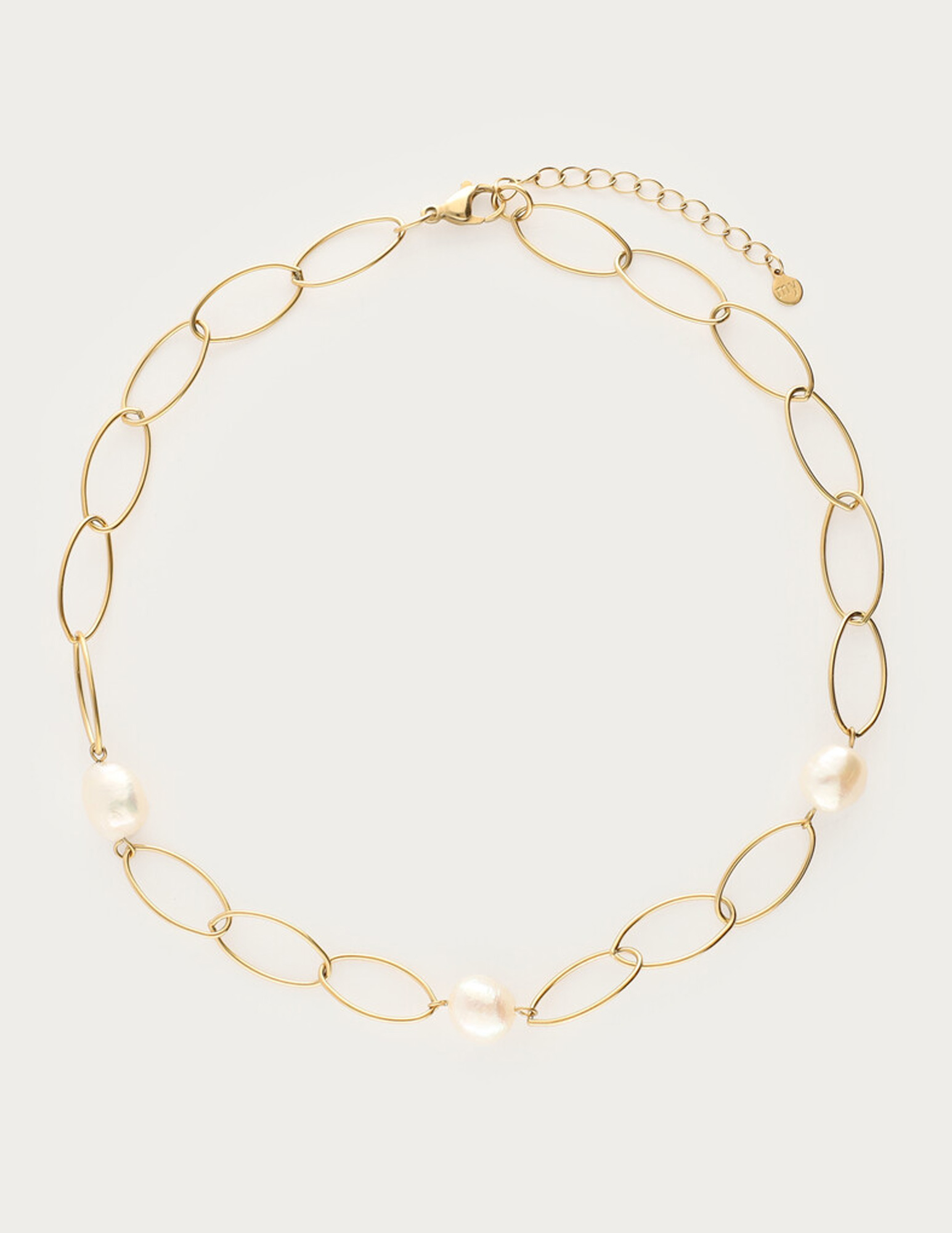 My Jewellery Bold schakelketting met zoetwaterparels MJ14112 Goud